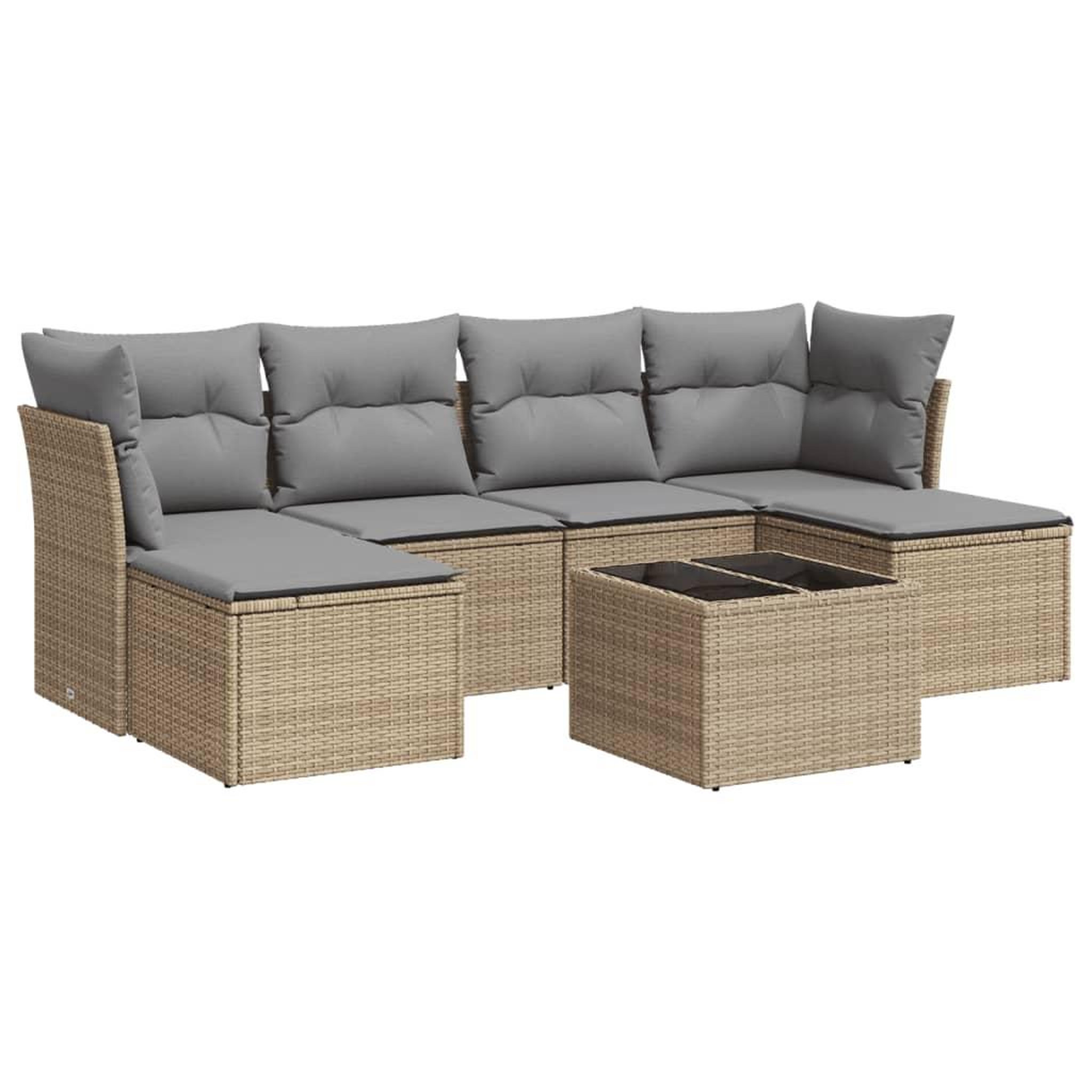 Voir la diapositive 2 : VIDAXL Salon de jardin avec coussins 7 pcs beige resine tressee