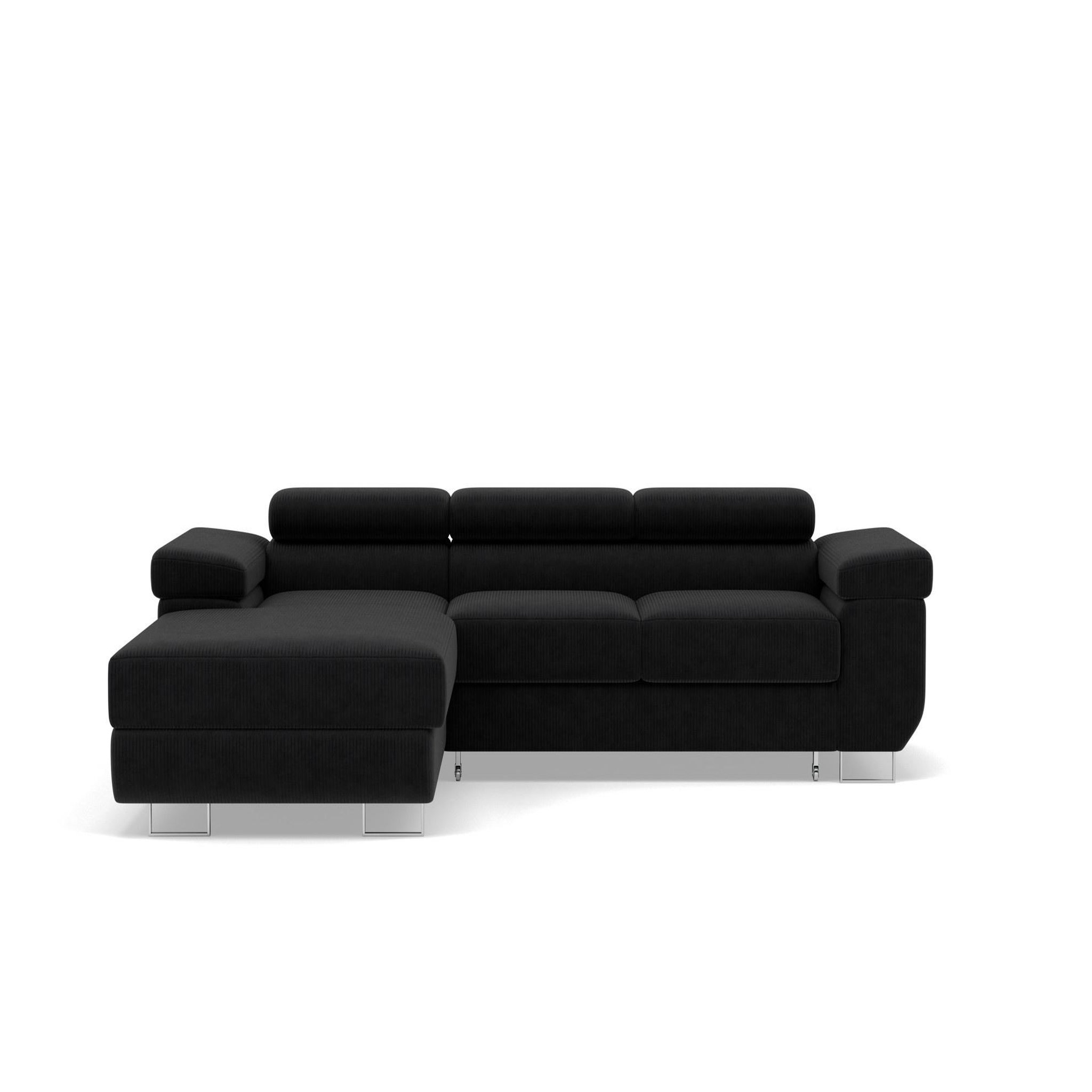 BEST MOBILIER Pablo - canapé d'angle gauche - 6 places - convertible avec coffre et têtières réglables - en velours côtelé