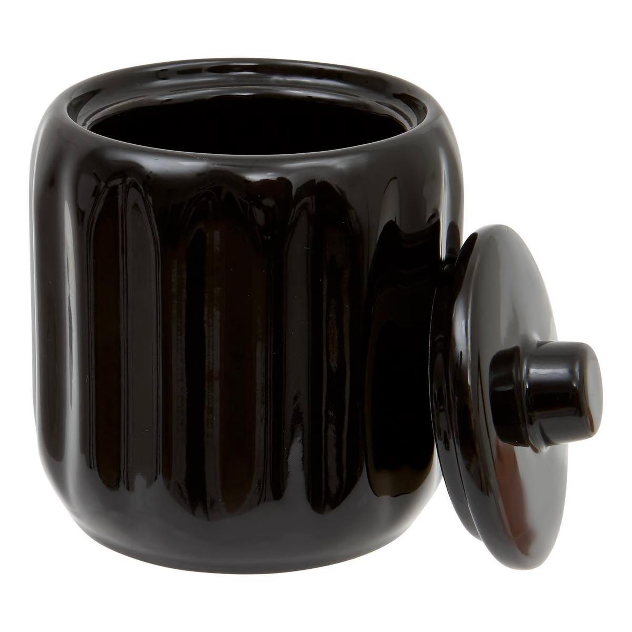 Voir la diapositive 2 : FIVE Pot à cotons en grès  suny colorama  12cm noir
