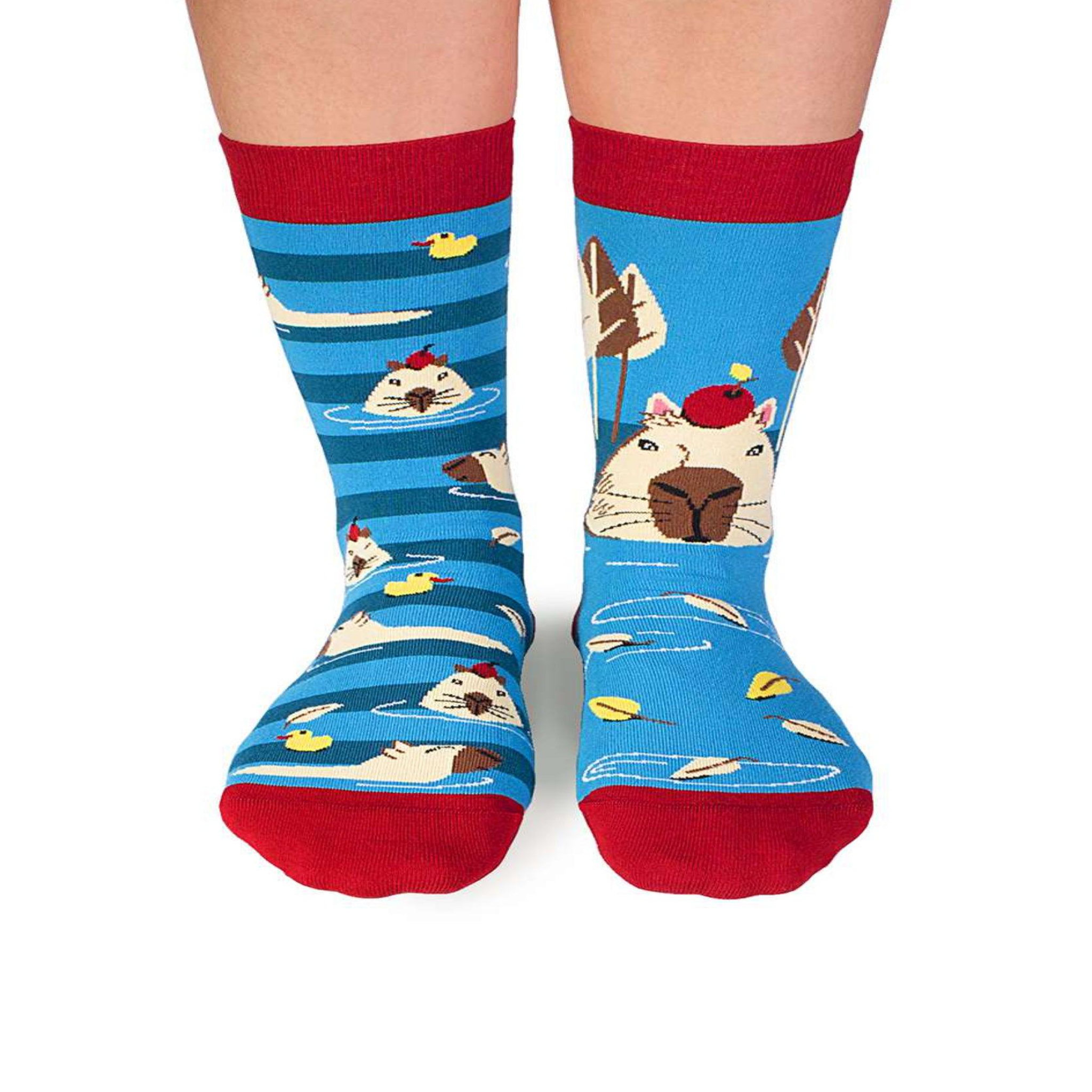 PIRIN HILL Chaussettes arty georges le capybara - turquoise. Coloris disponibles : Bleu