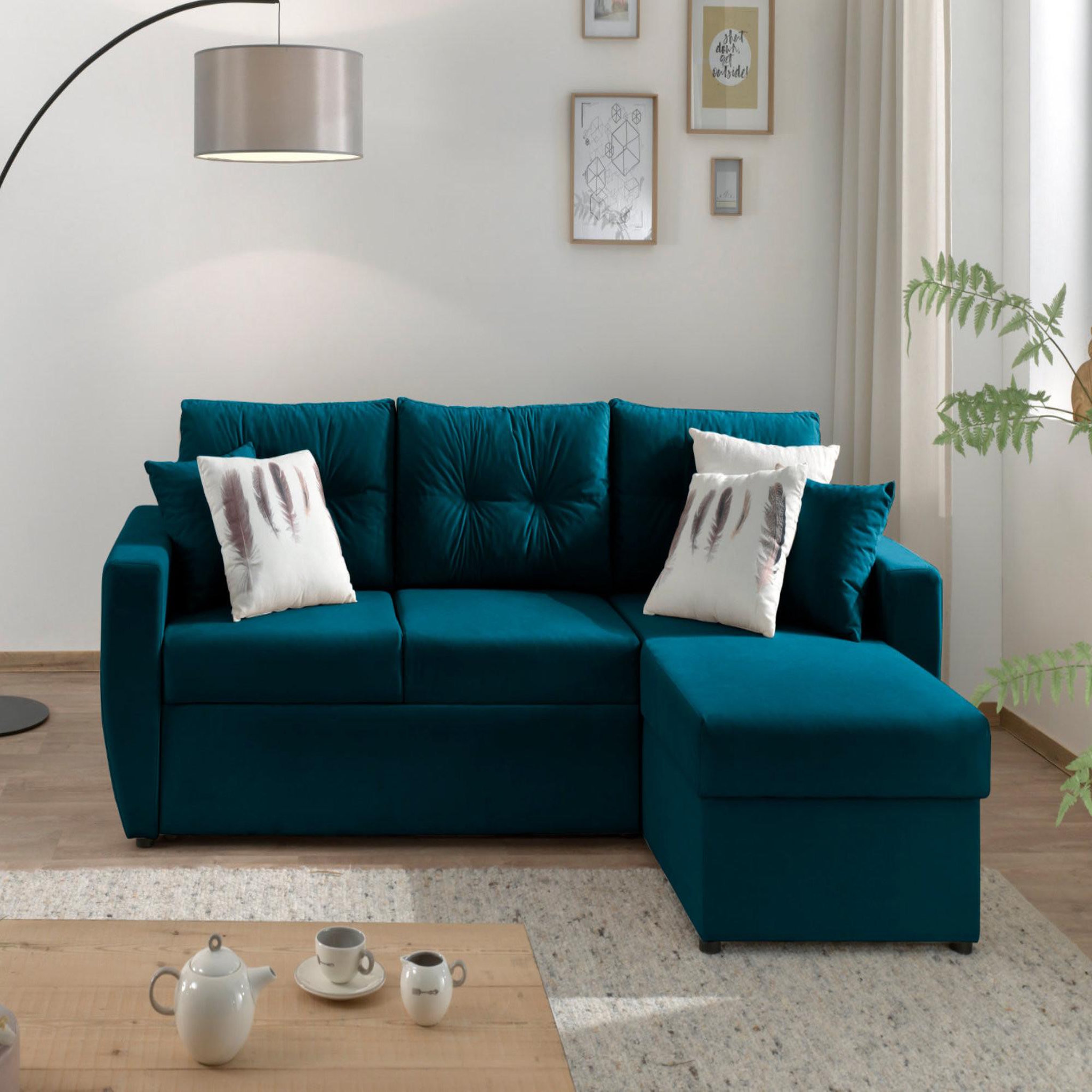 Voir la diapositive 2 : BEST MOBILIER Astoria - canapé d'angle réversible - convertible avec coffre - style contemporain- 4 places