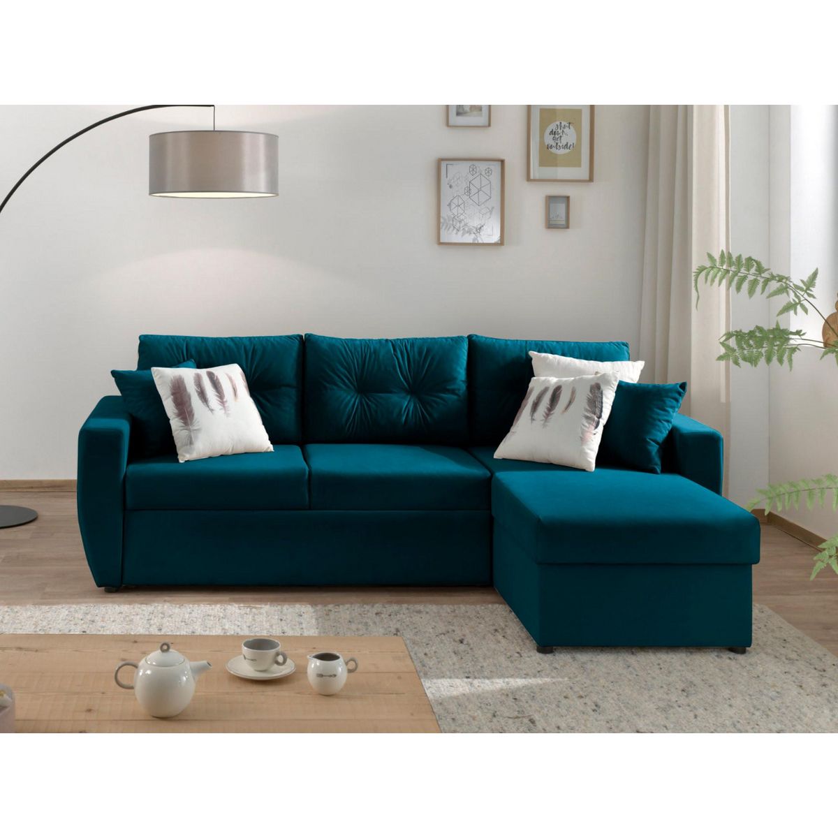 BEST MOBILIER Astoria - canapé d'angle réversible - convertible avec coffre - style contemporain- 4 places