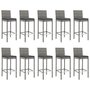 Voir la diapositive 4 : VIDAXL Ensemble de bar de jardin 11 pcs avec coussins gris poly rotin