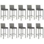 Voir la diapositive 4 : VIDAXL Ensemble de bar de jardin 11 pcs avec coussins gris poly rotin
