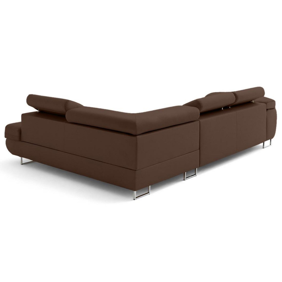 LISA DESIGN Zaria - canapé d'angle droit 5 places convertible avec coffre et têtières en simili