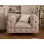 LISA DESIGN Camden - fauteuil chesterfield en velours - pieds en métal doré. Coloris disponibles : Gris, Bleu, Noir, Jaune, Vert, Beige
