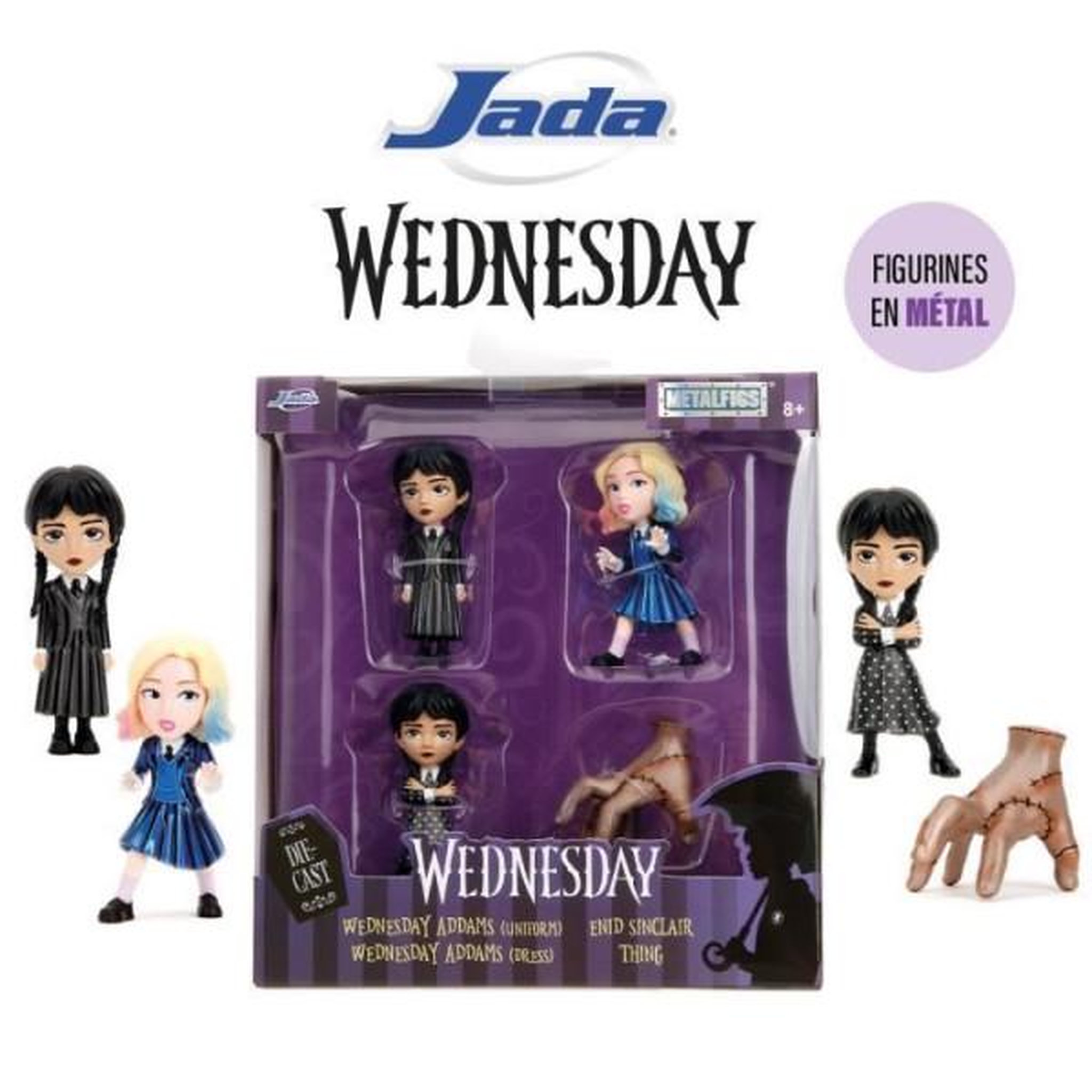 SMOBY Jada -4 Figurines en métal - Série Netflix Mecredi - 6,5cm - A partir de 8 ans