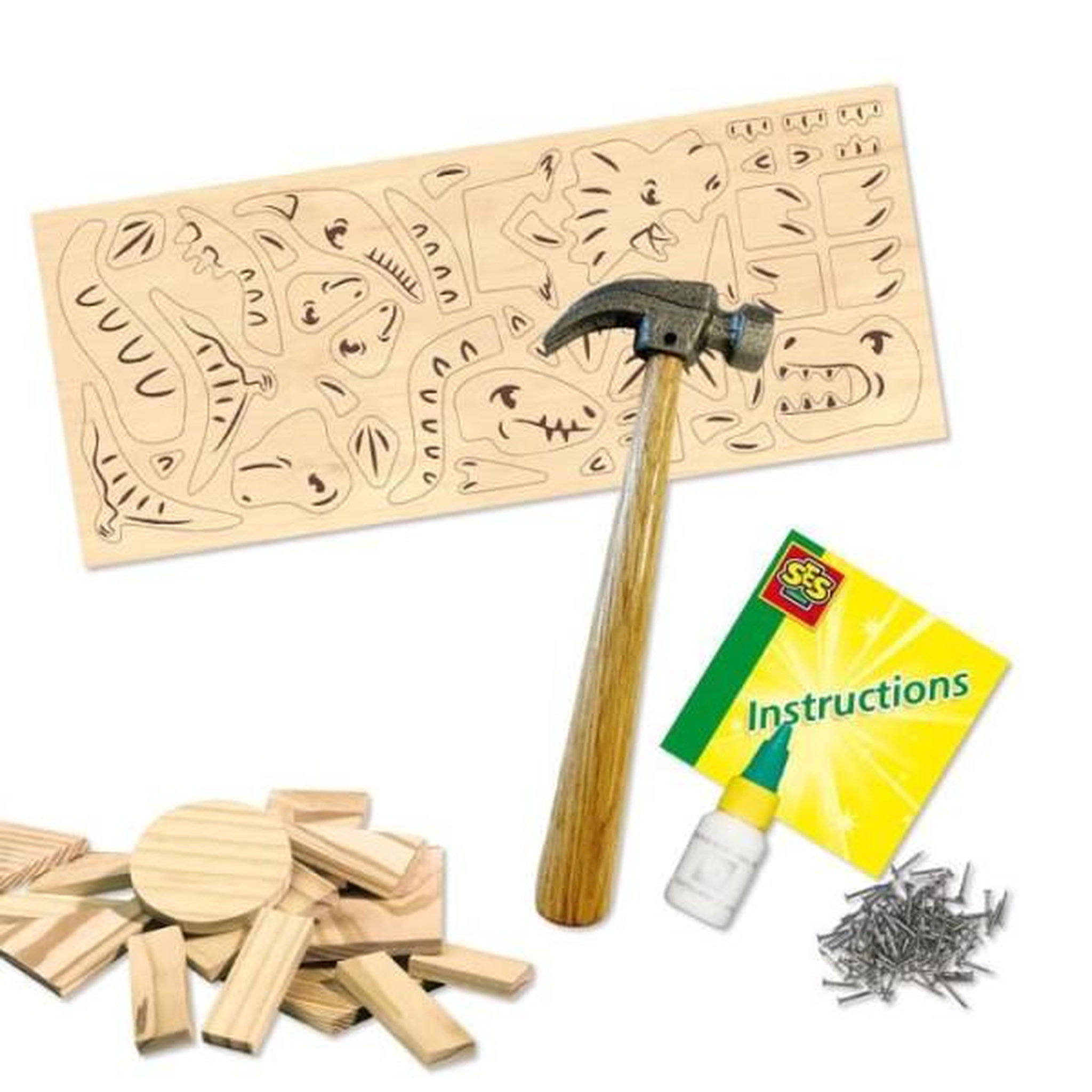 Voir la diapositive 3 : SES Creative Kit de menuiserie - SES CREATIVE - Dinosaures - Avec clous et colle