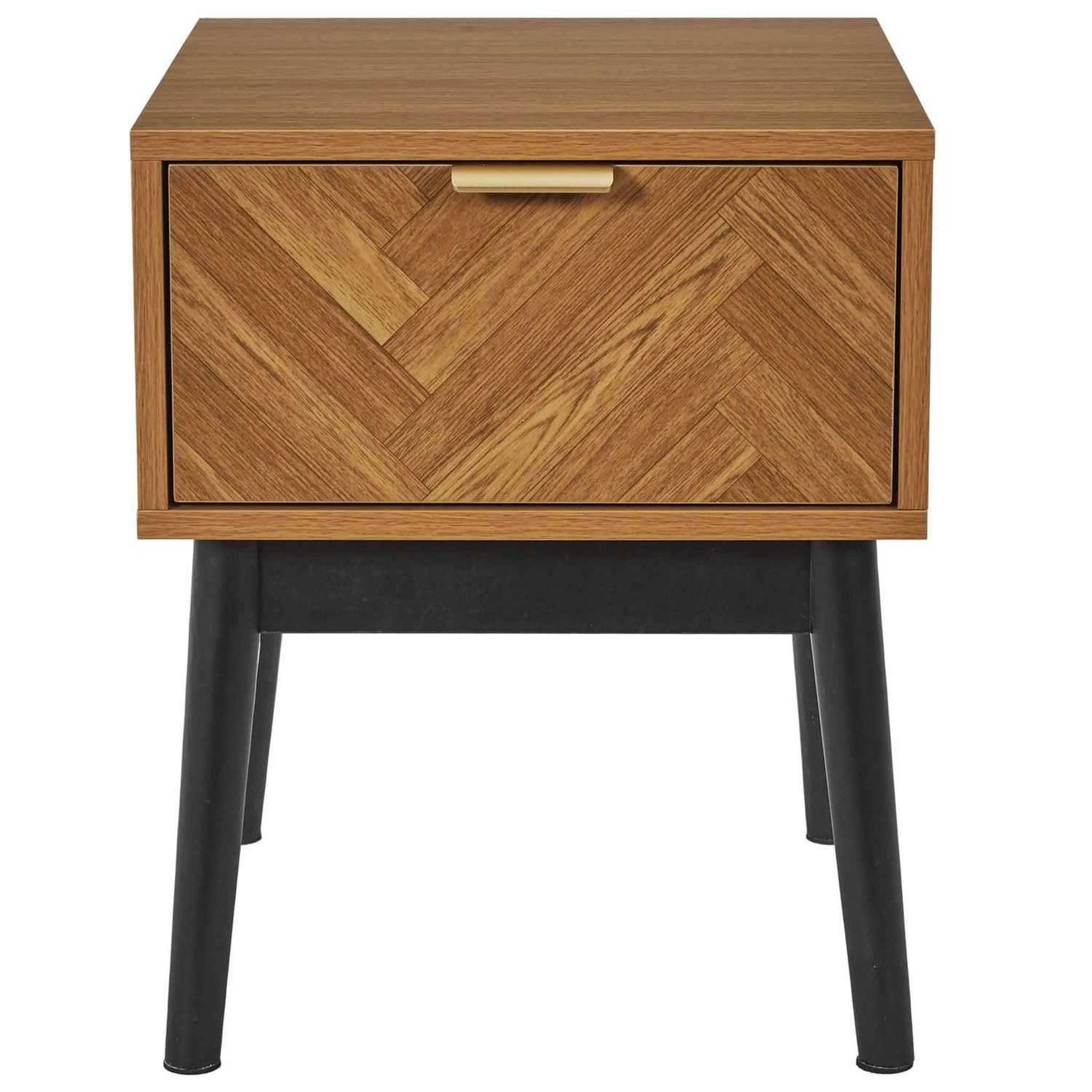 Voir la diapositive 3 : The Home Deco Factory Table de chevet 1 tiroir en bois felix - marron et noir