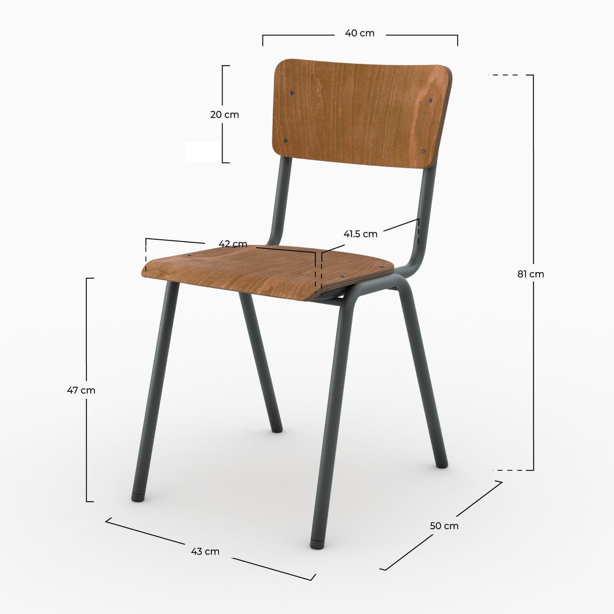 Voir la diapositive 4 : MAISON PAVANE Lot de 2 chaises écolier empilables en bois foncé-clem