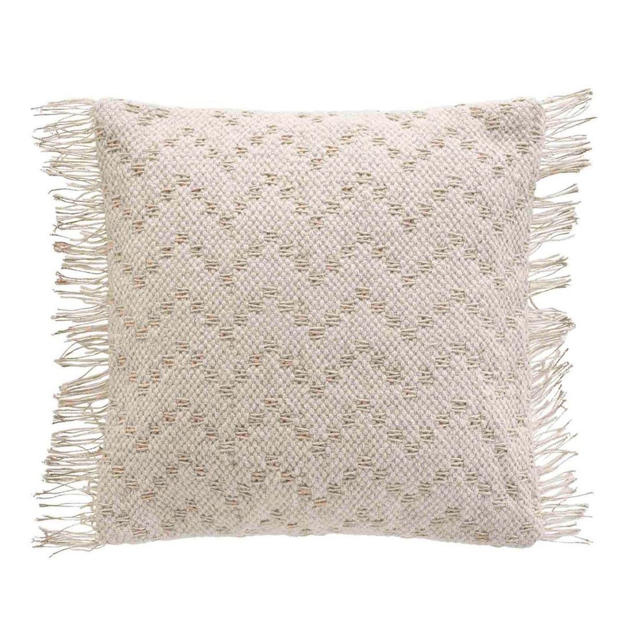 Douceur d'Intérieur Housse de coussin à franges  ikat  40x40cm naturel