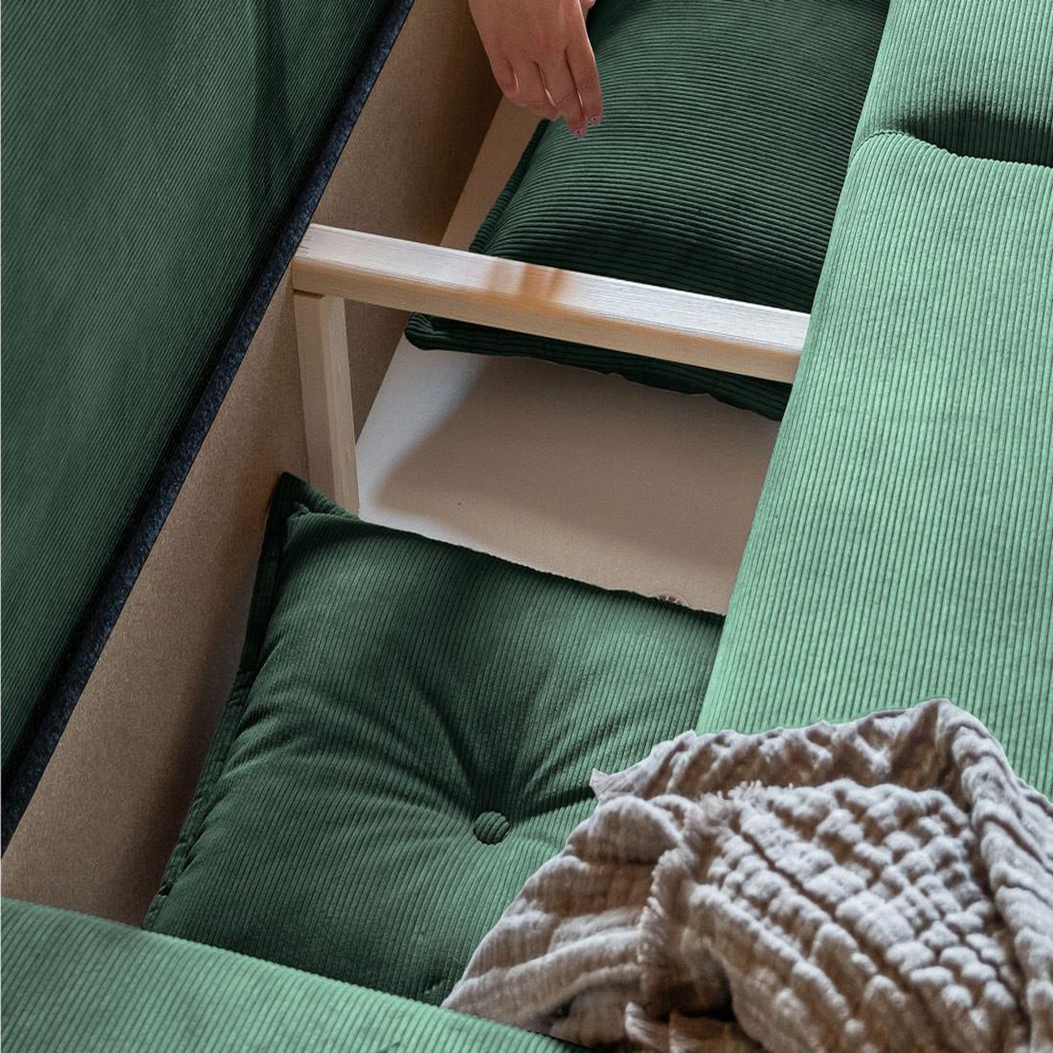 Voir la diapositive 3 : BEST MOBILIER Lena - canapé d'angle réversible 4 places - convertible avec coffre - en velours côtelé