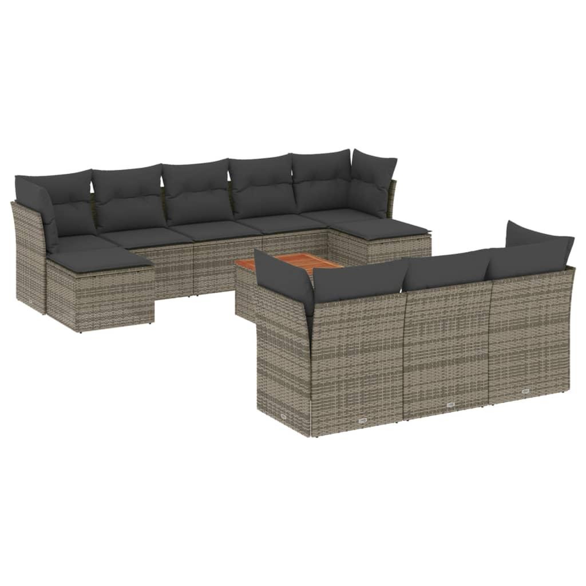 Voir la diapositive 2 : VIDAXL Salon de jardin 11 pcs avec coussins gris resine tressee