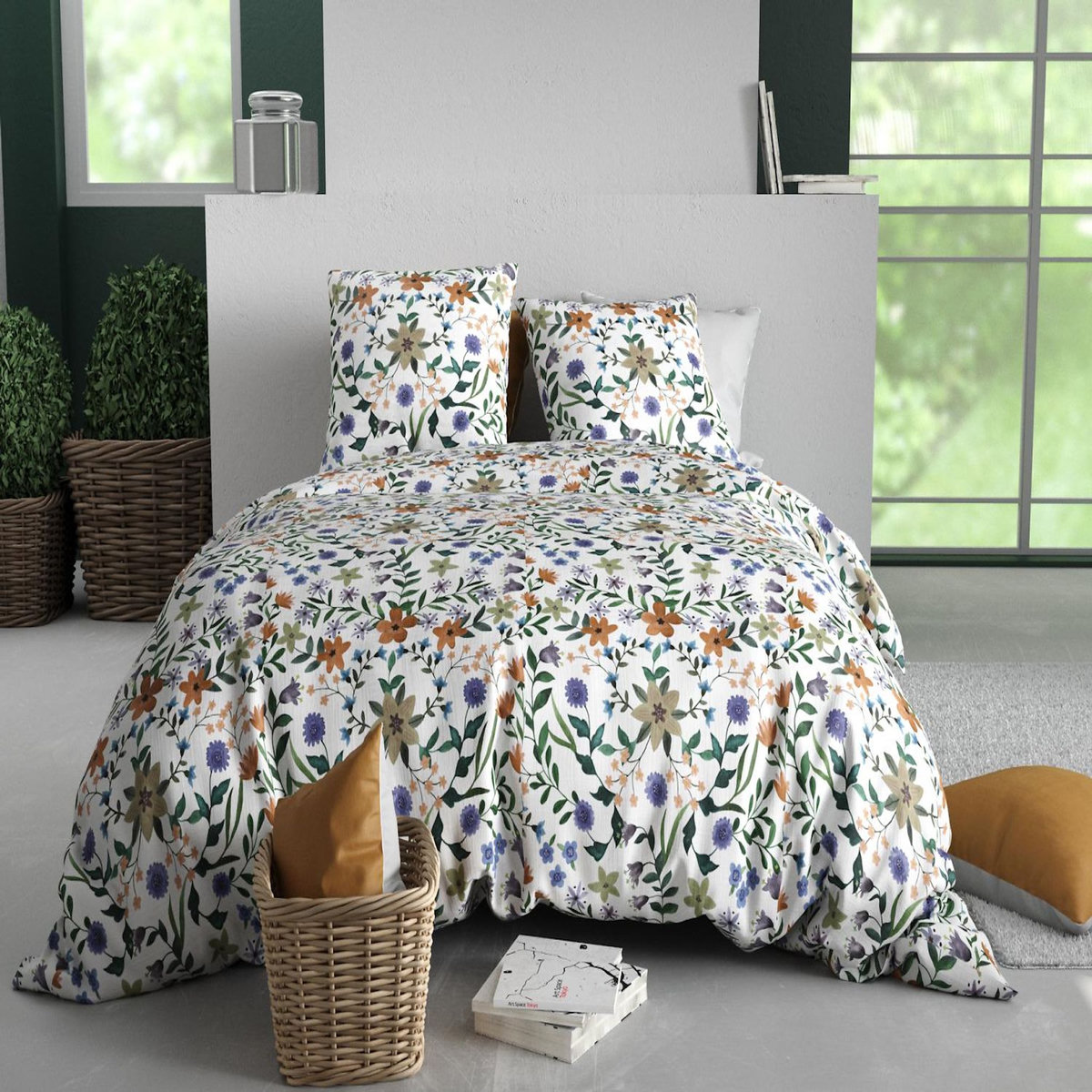 ATELIER DU COTON Parure housse de couette imprimée 100% coton 57fils VEITCHS