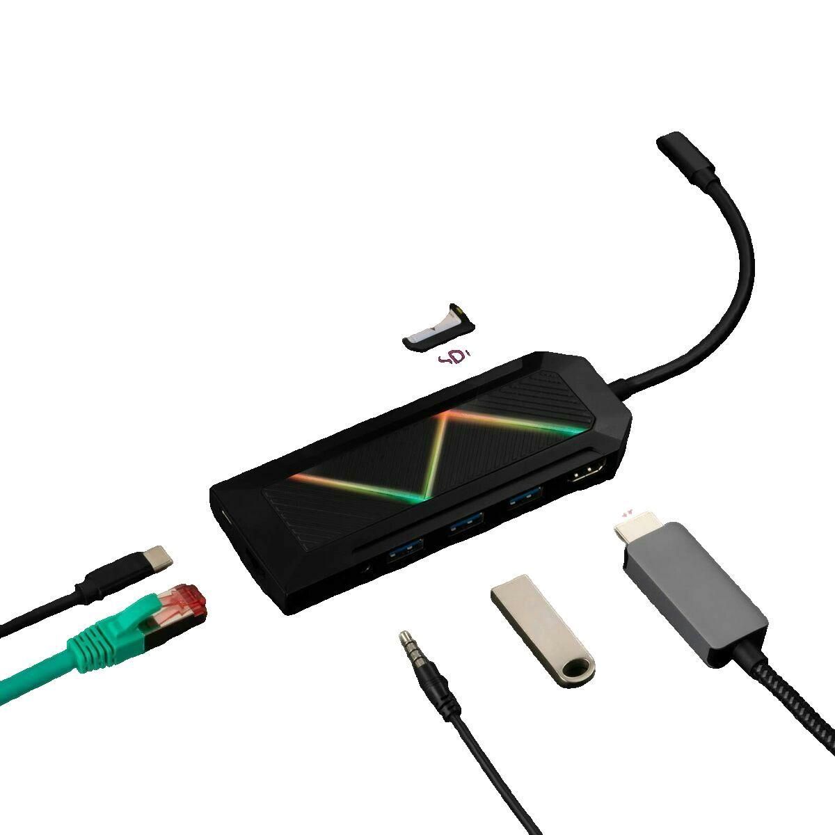 NANOCABLE Hub USB-C Nanocable 9 en 1 Noir