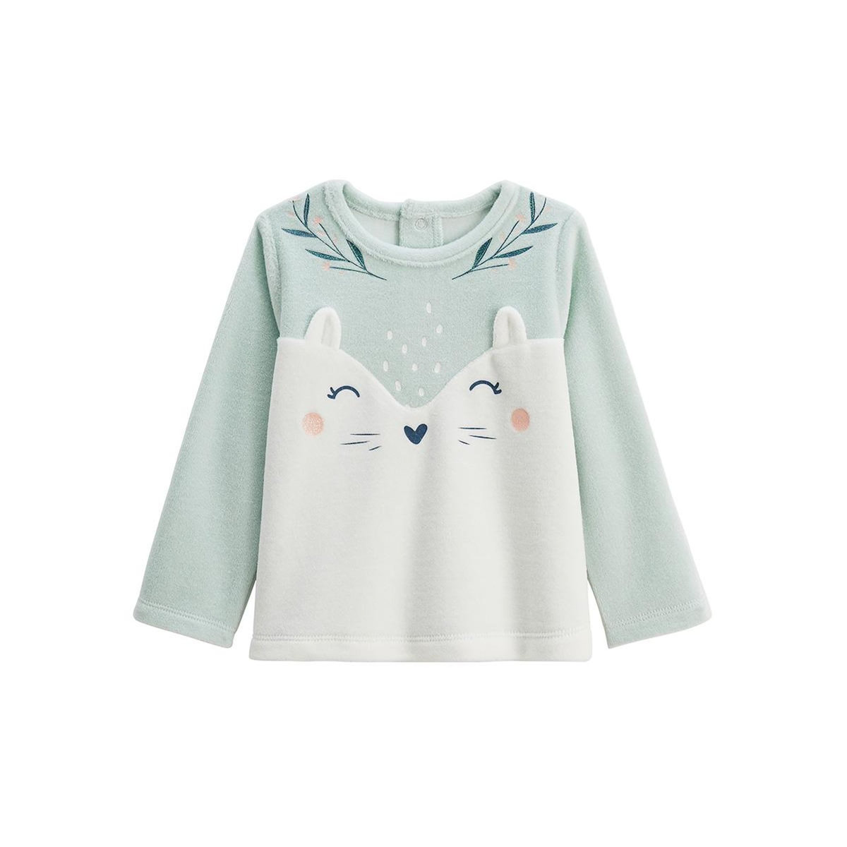 Petit Béguin Pyjama enfant 2 pièces en velours à pieds retroussables Dina