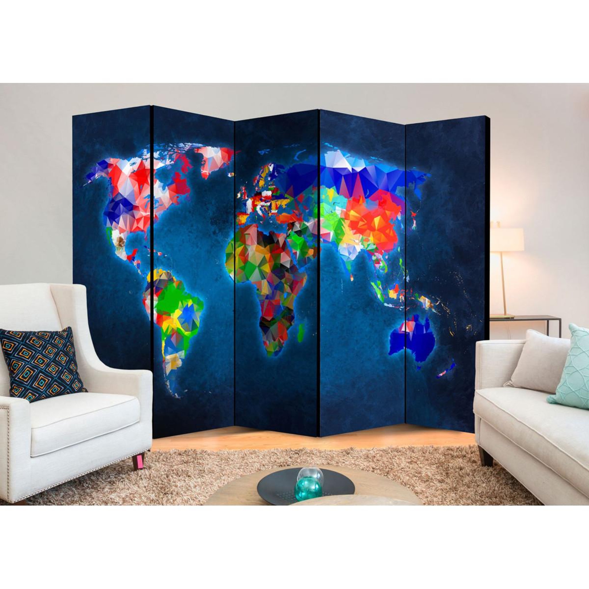 Voir la diapositive 2 : Paris Prix Paravent 5 volets   colorful map  172x225cm