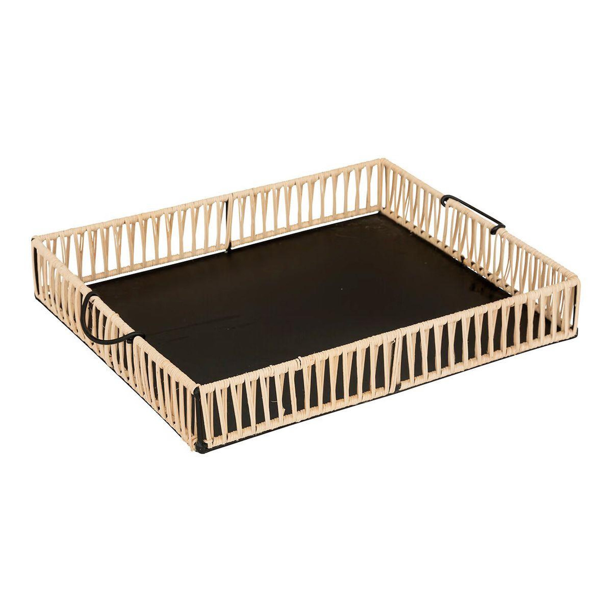 Voir la diapositive 2 : ATMOSPHERA Lot de 2 plateaux déco  cosy  37cm beige & noir