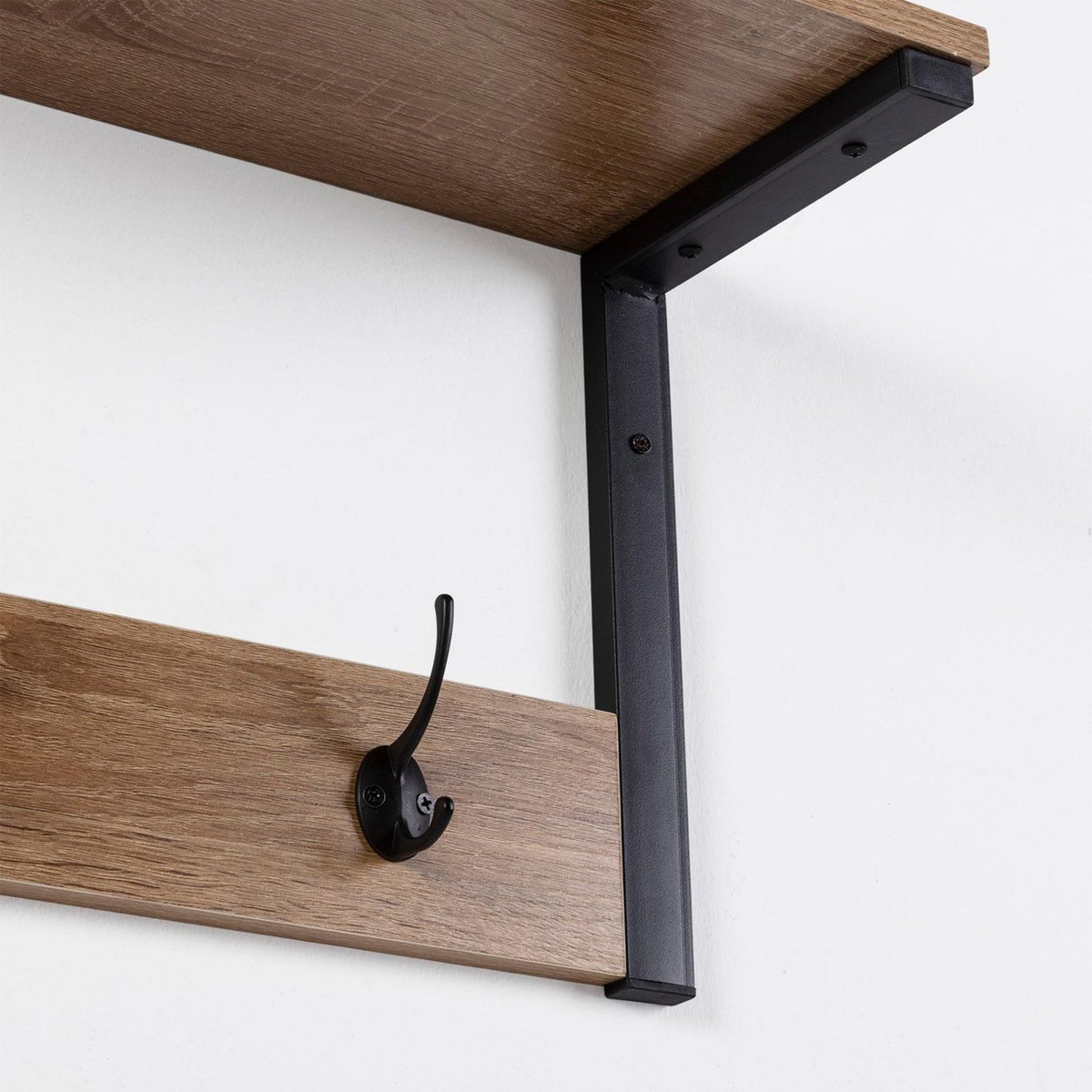 VS VENTA-STOCK Portemanteau Arlet mural 4 cintres et 1 étagère, couleur chêne/noir