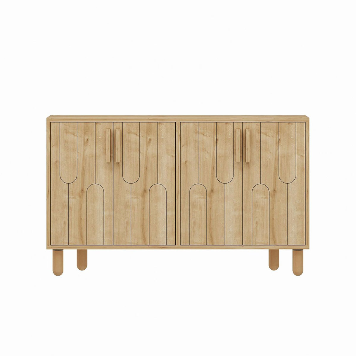 CONCEPT USINE Buffet 4 portes aspect bois design graphique120x73cm VINCI