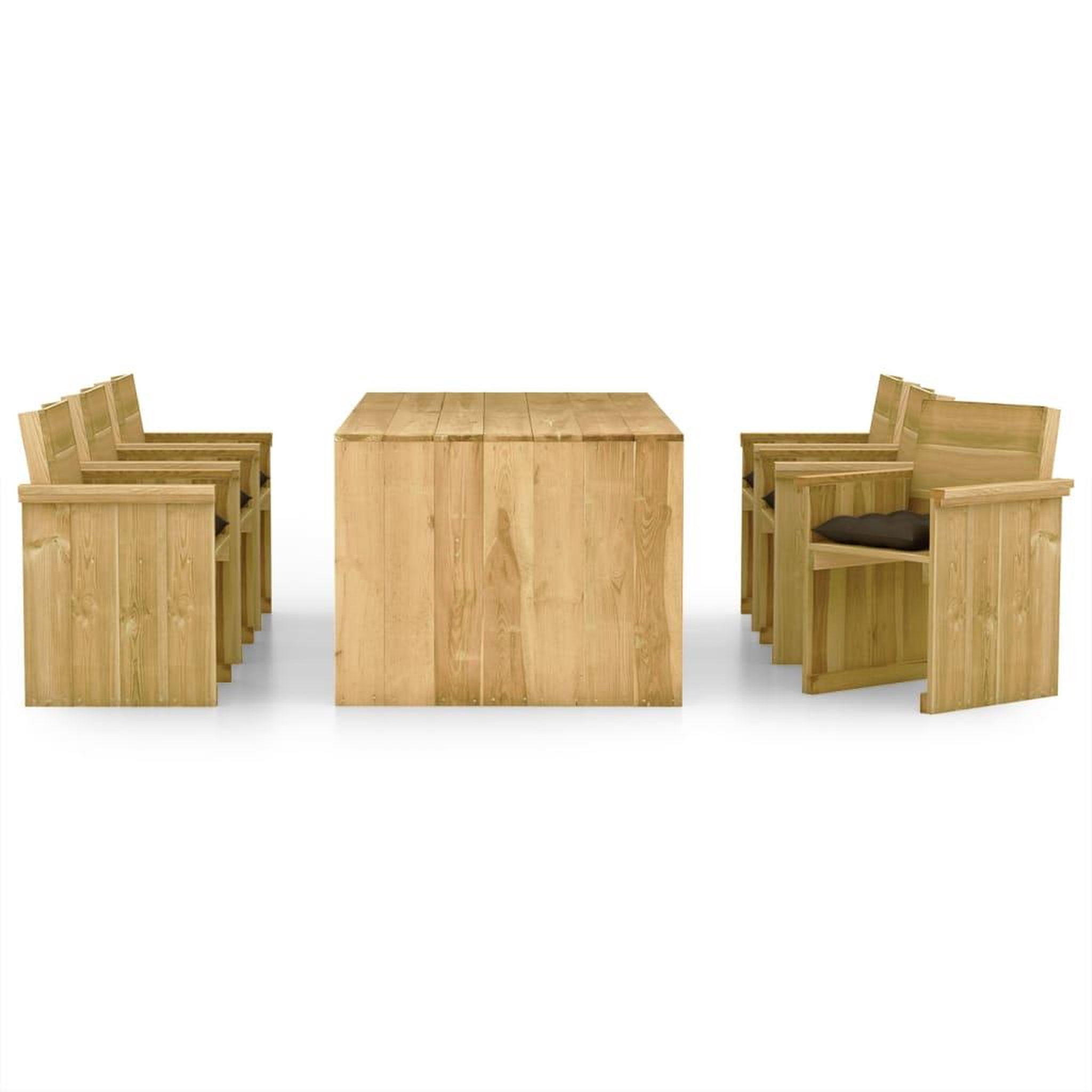 Voir la diapositive 2 : VIDAXL Ensemble a manger de jardin 7 pcs avec coussins pin impregne