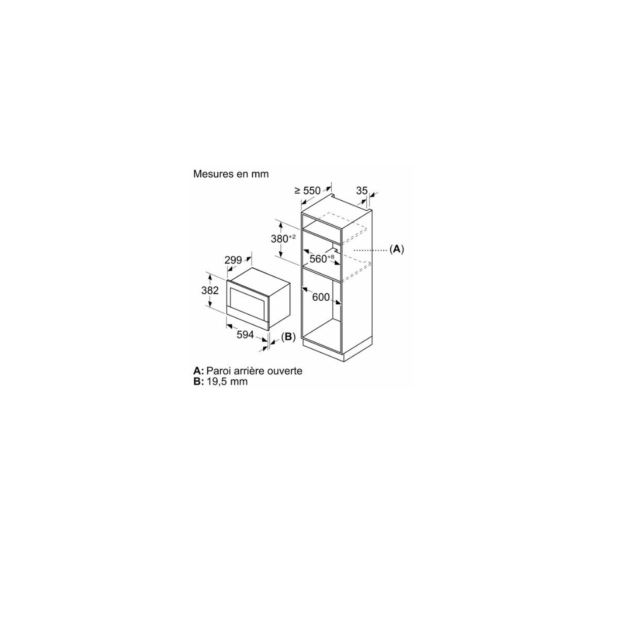 Voir la diapositive 6 : BOSCH Micro-ondes solo encastrable 21l 900w blanc - BFL7221W1