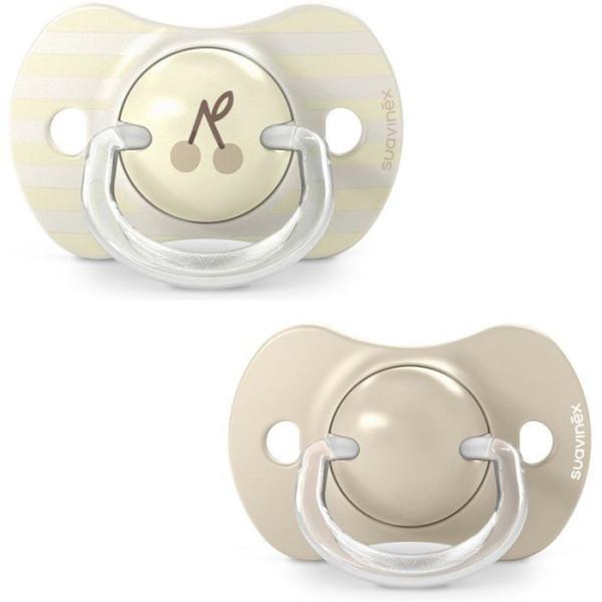 Suavinex Lot de 2 sucettes symétriques - SUAVINEX - Birdies - SX Pro - 18 mois et plus - Beige