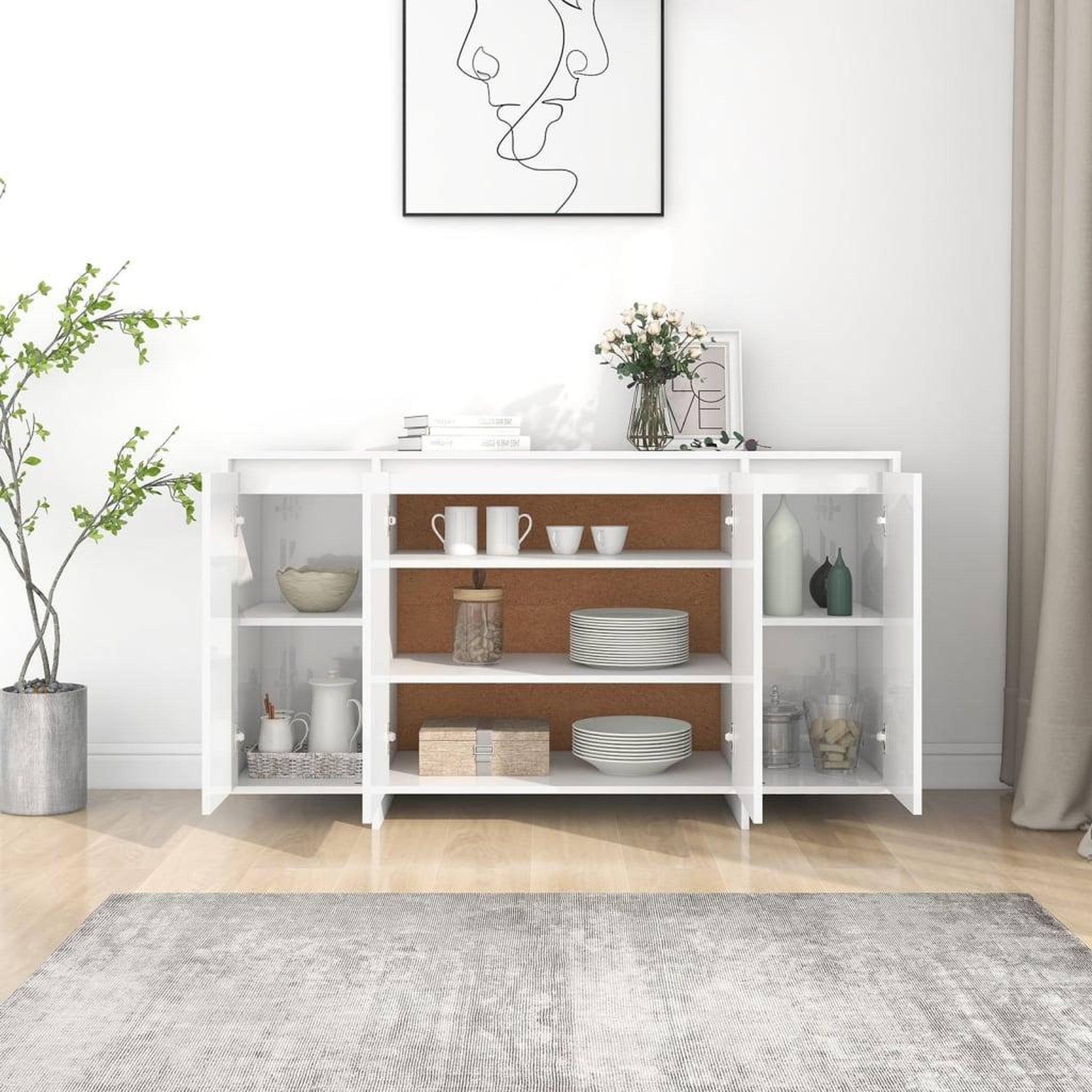 Voir la diapositive 3 : VIDAXL Buffet blanc brillant 135x41x75 cm bois d'ingenierie