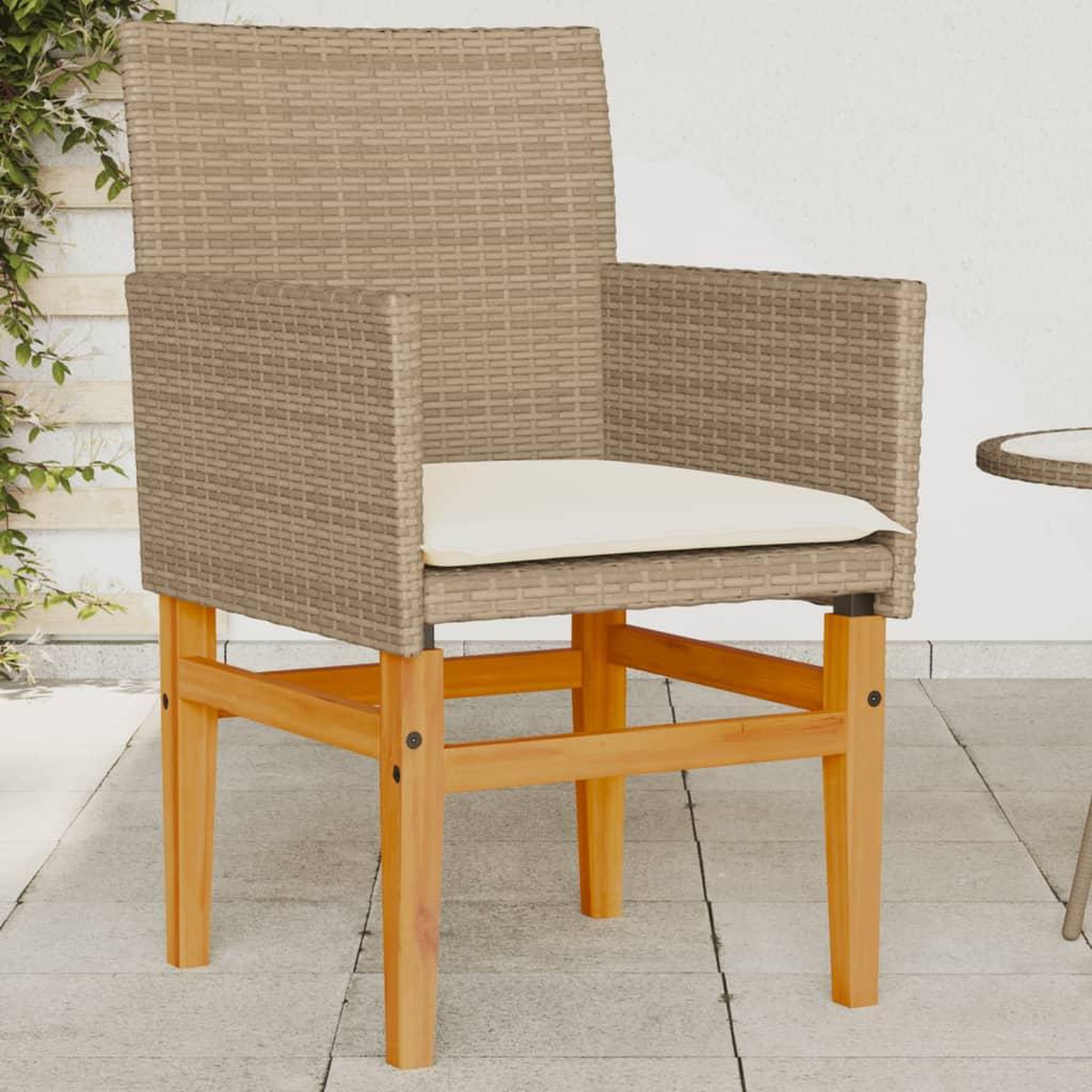 VIDAXL Chaises de jardin coussins lot de 2 beige resine tressee bois