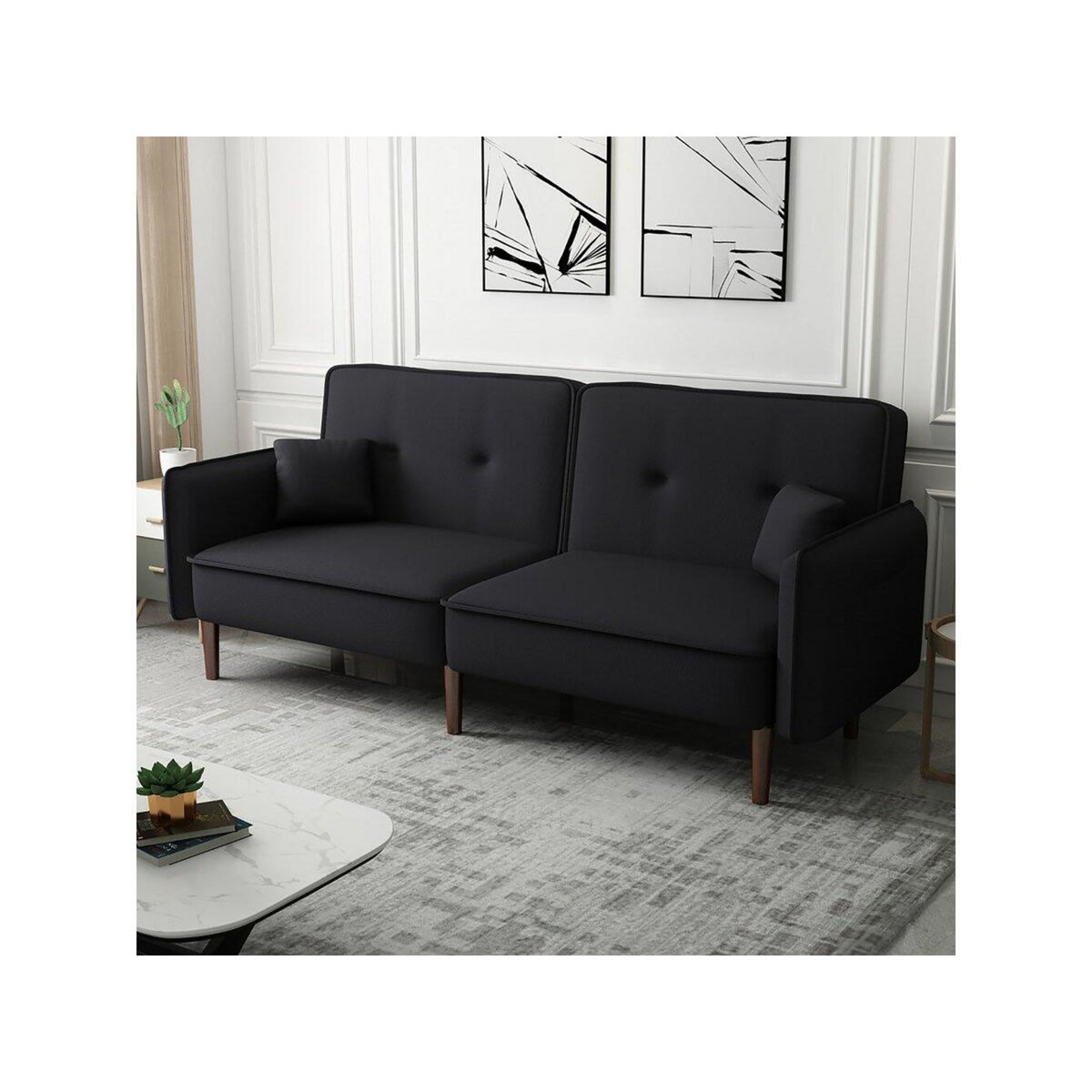 Habitat et Jardin Canapé droit convertible  Caspian  - Noir