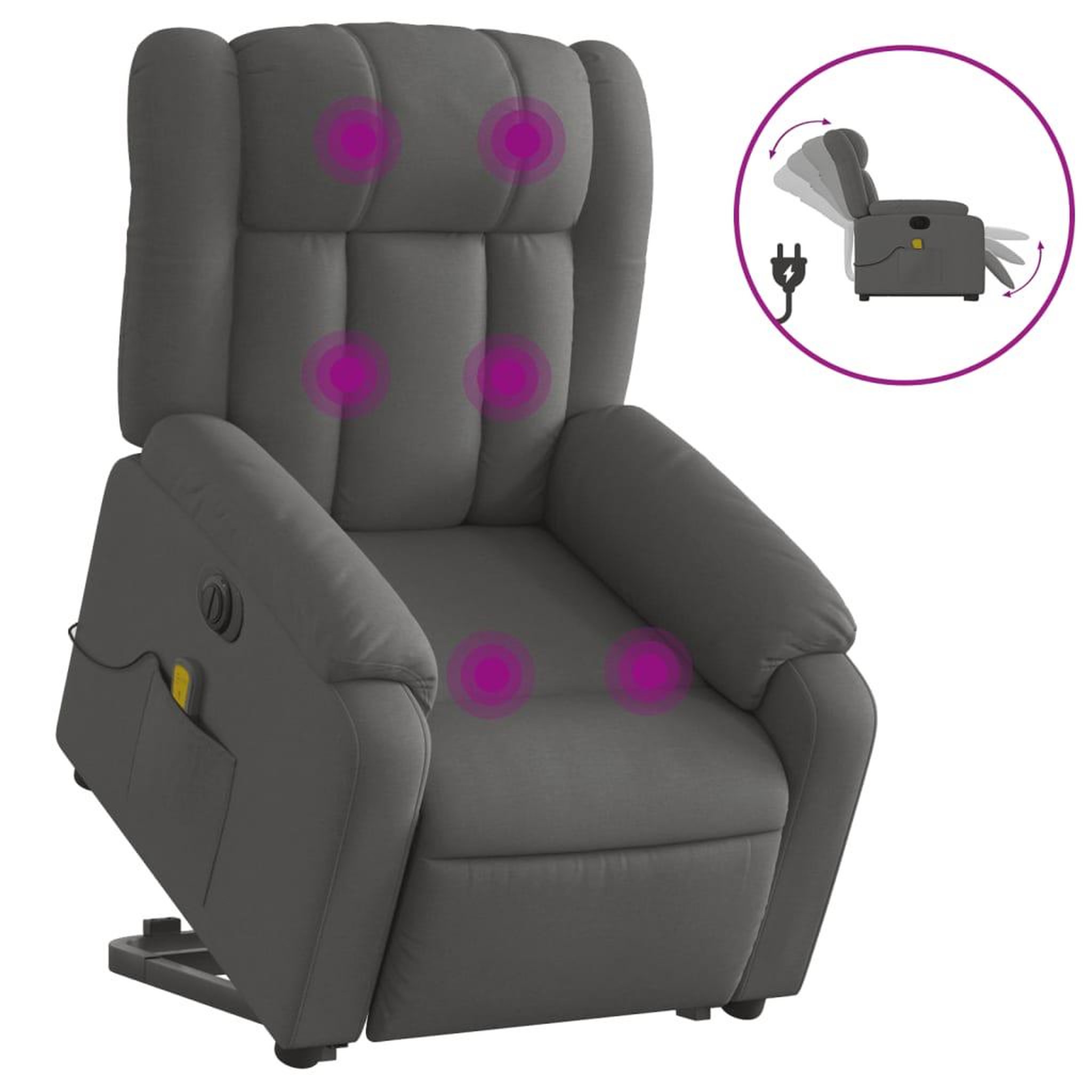 Voir la diapositive 2 : VIDAXL Fauteuil inclinable de massage electrique Gris fonce Tissu