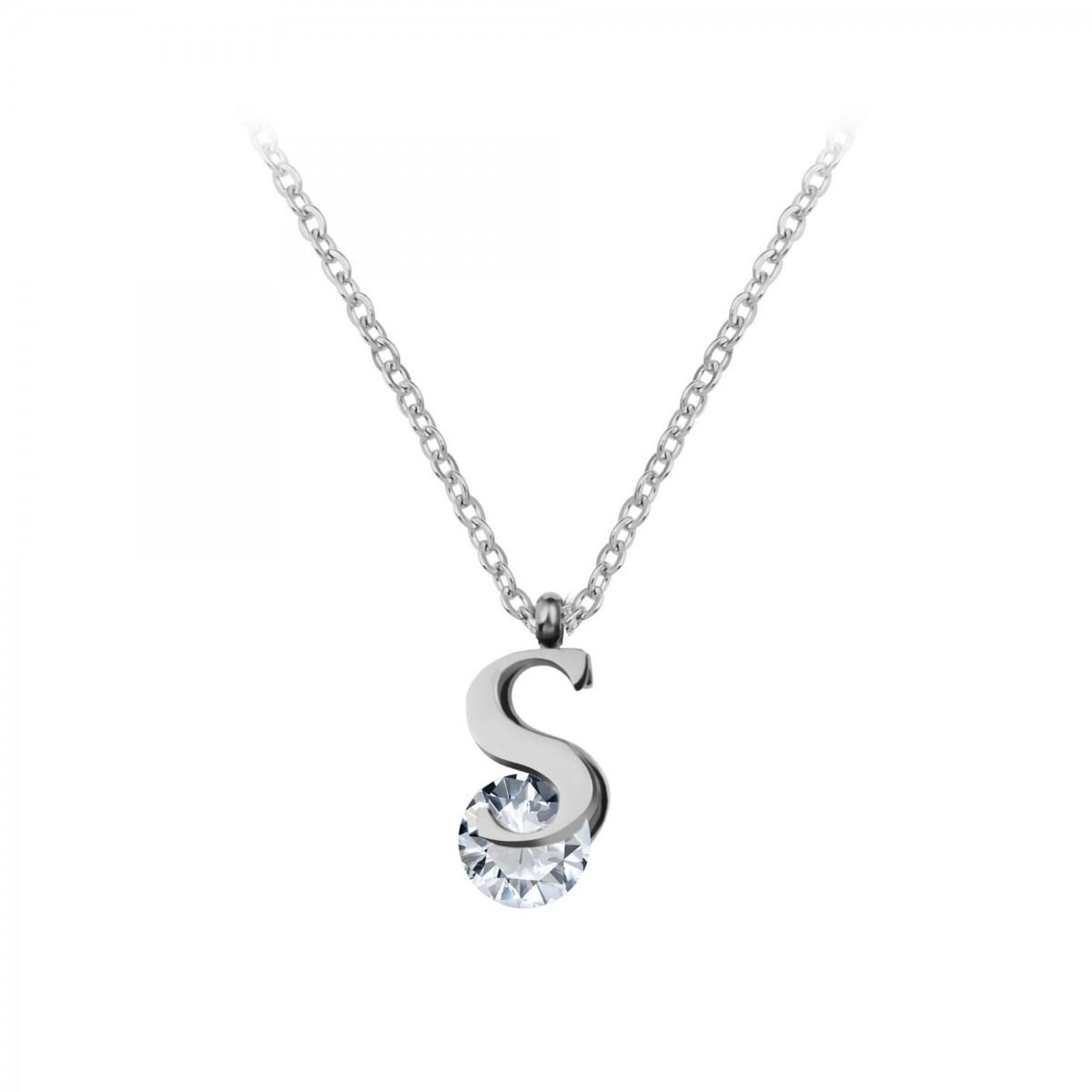 SC CRYSTAL Collier alphabet lettre S SC Crystal orné de cristaux scintillants