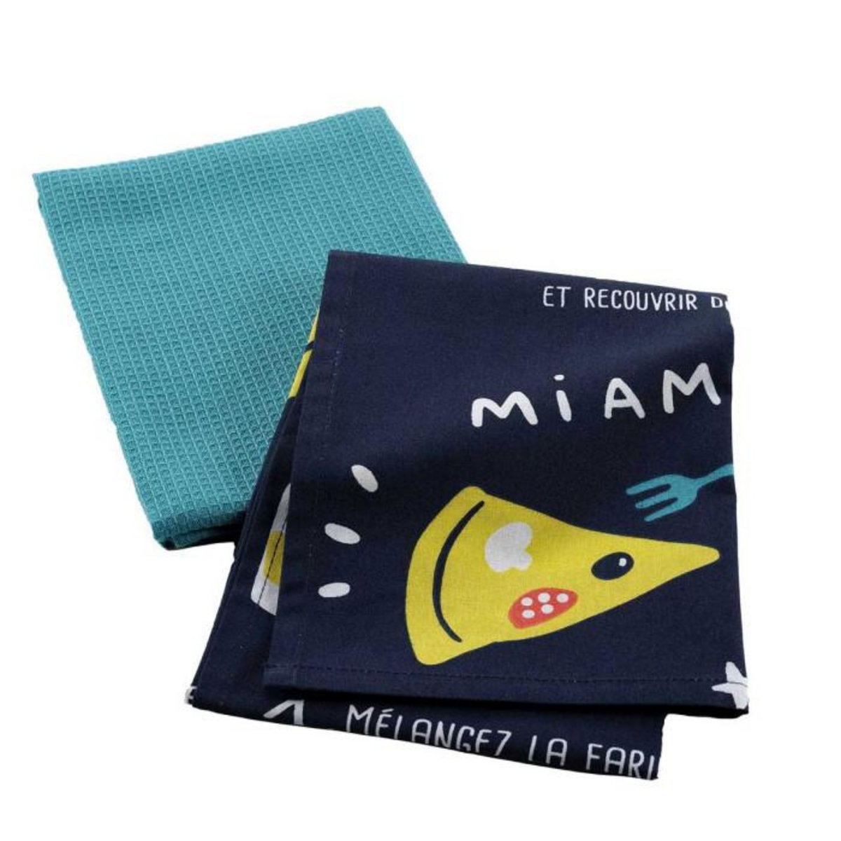 Paris Prix Lot de 2 Torchons Enfant  Mini Chef II  50x70cm Bleu