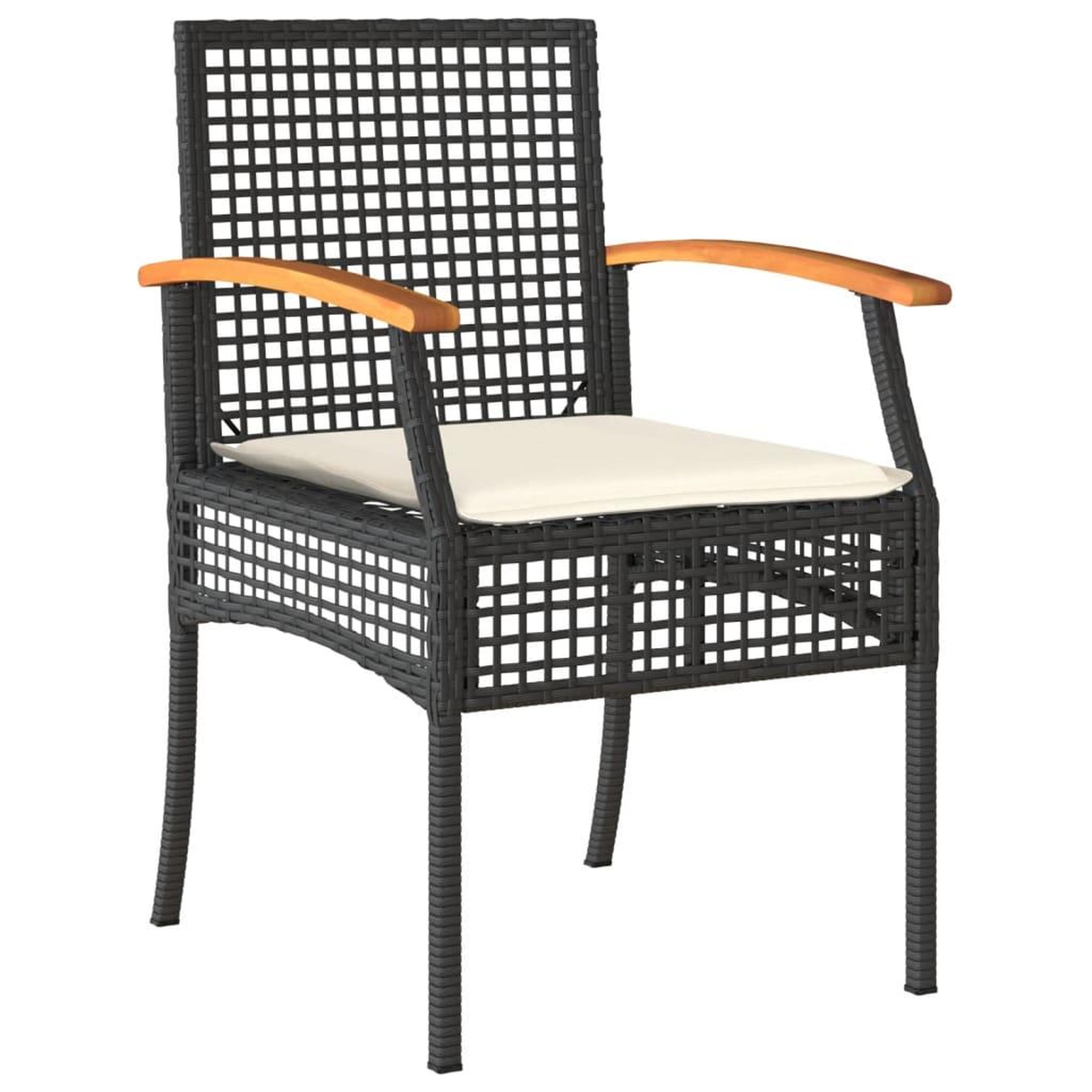 Voir la diapositive 5 : VIDAXL Ensemble de bistro 3 pcs et coussins noir resine tressee acacia