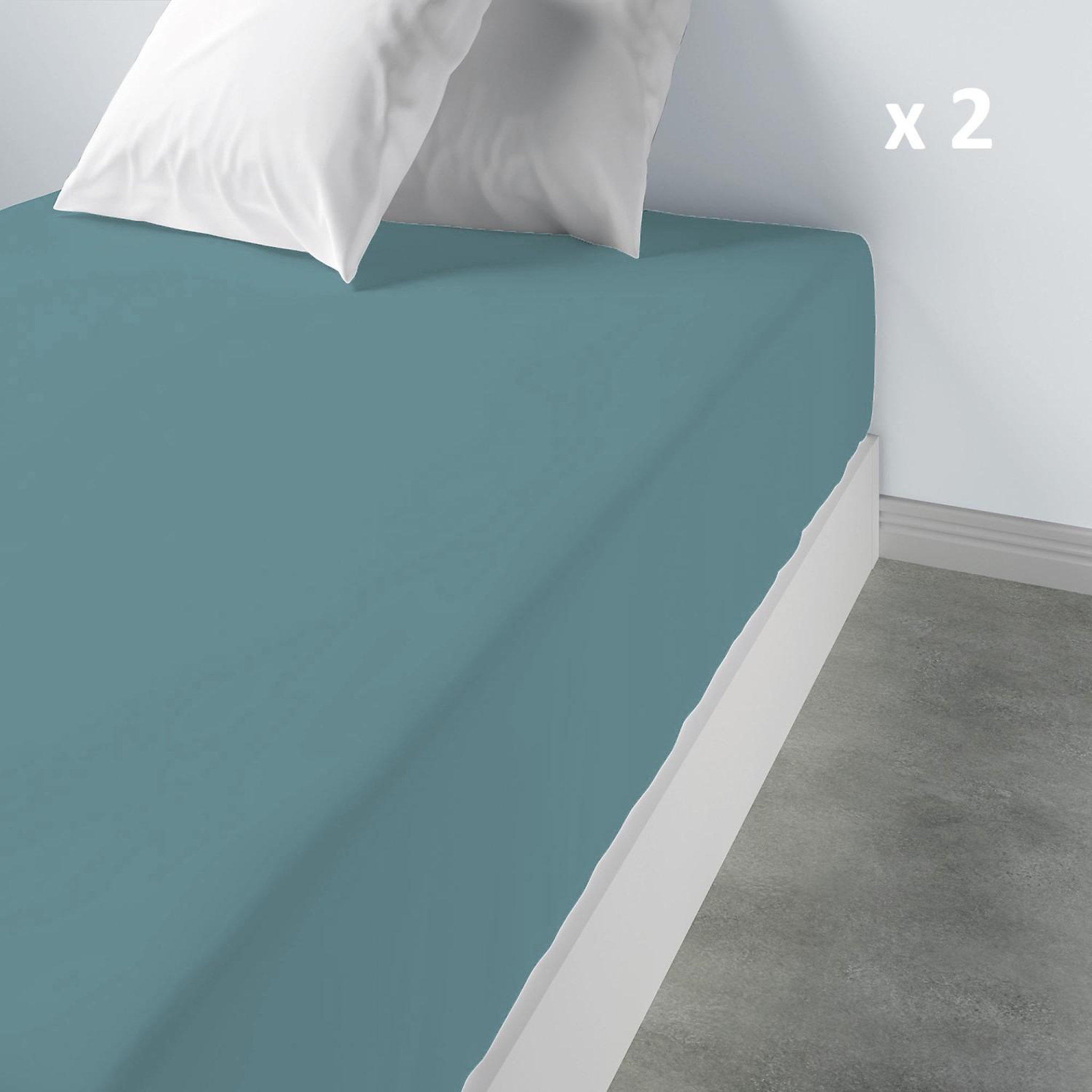 Voir la diapositive 2 : Les Ateliers du Linge Drap housse 100% coton 115g 57fils