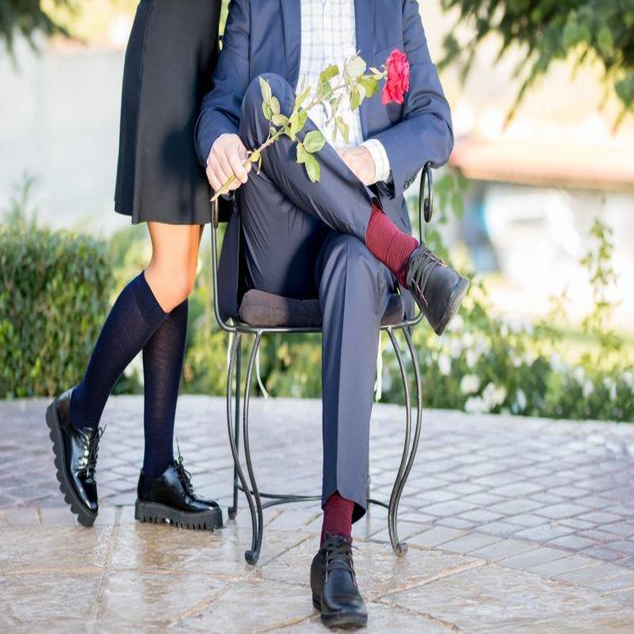 Voir la diapositive 6 : PIRIN HILL Chaussettes haut-mollet laine mérinos & coton bleu marine