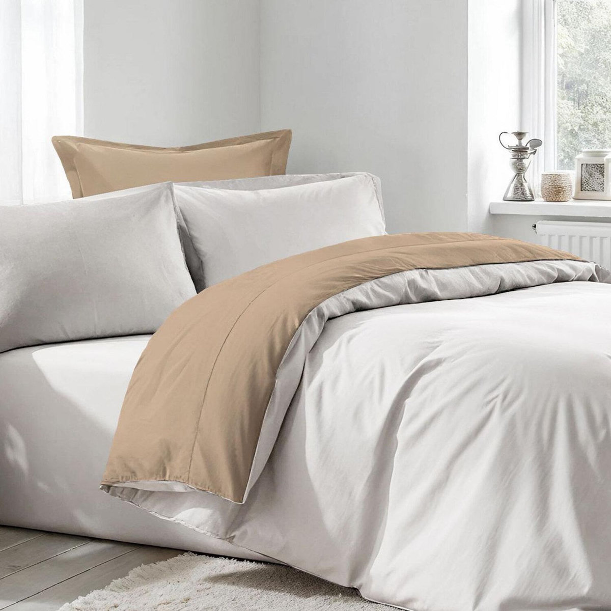 Home collection Parure housse de couette avec taie(s) 100 % coton Beige