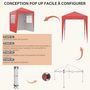 Voir la diapositive 4 : OUTSUNNY Tonnelle de jardin pliante pop-up réglable anti-UV 30+ 4 sacs lestage sac de transport rouge