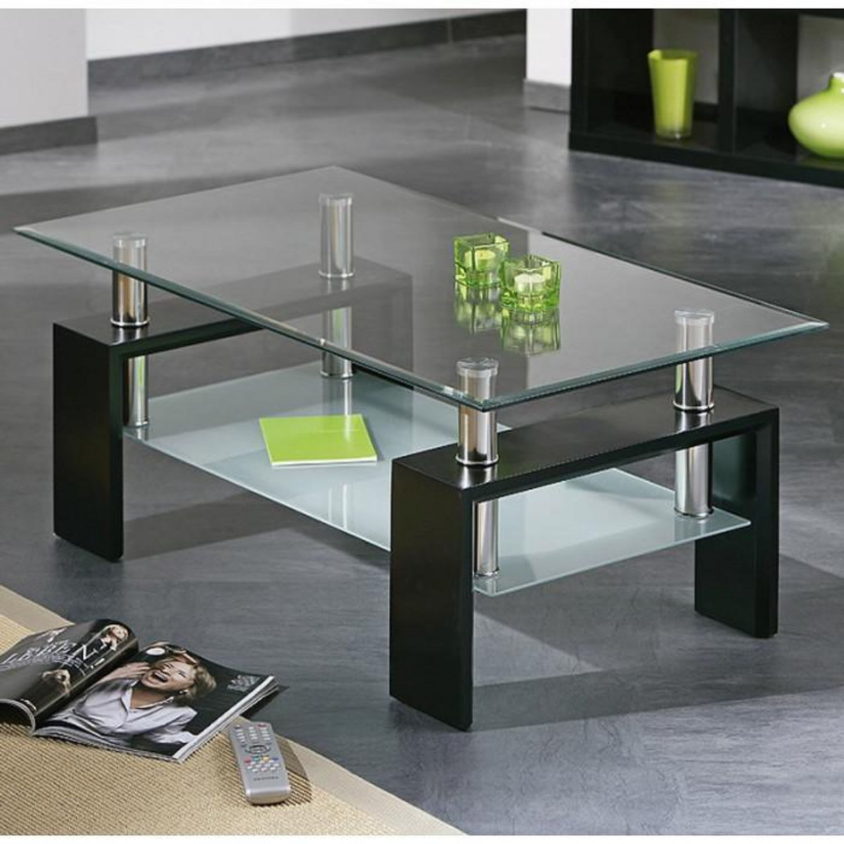 Paris Prix Table Basse Design en Verre  Leny  100cm Noir