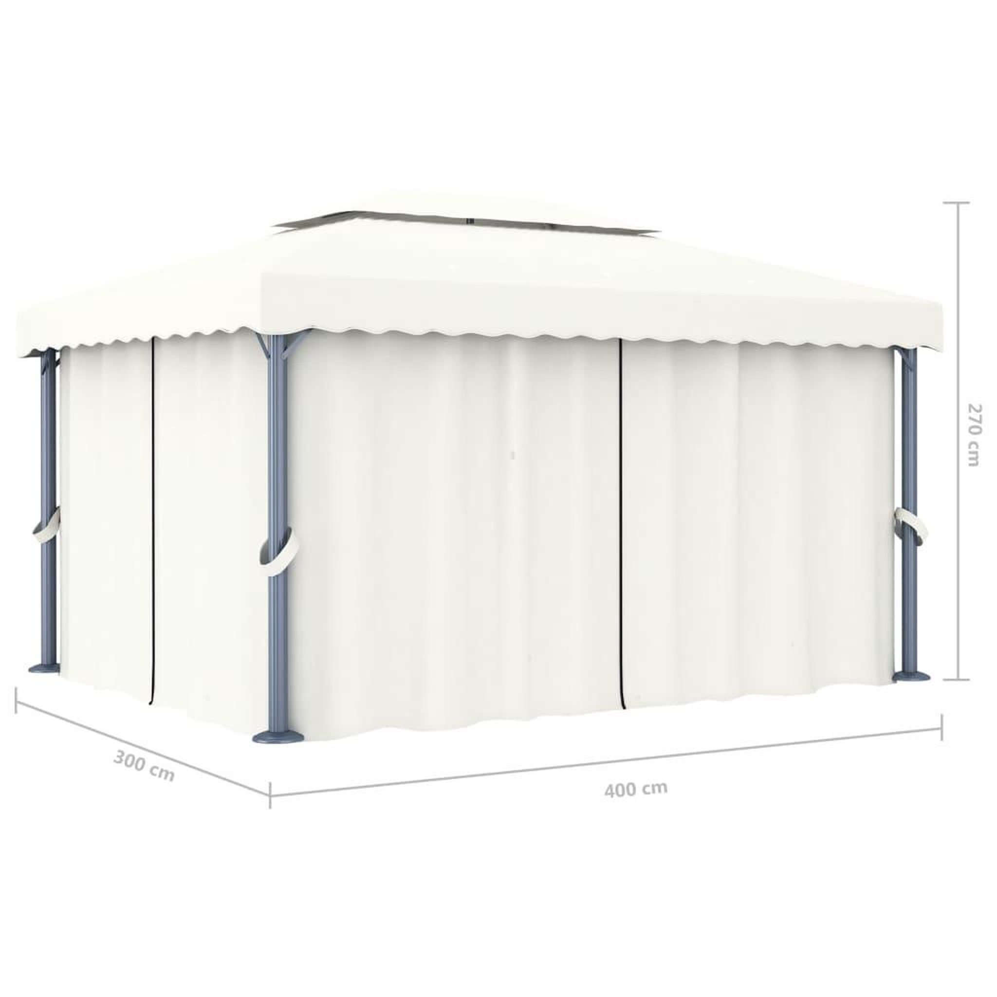 Voir la diapositive 6 : VIDAXL Tonnelle et rideau et guirlande lumineuse LED 4x3 m Blanc creme