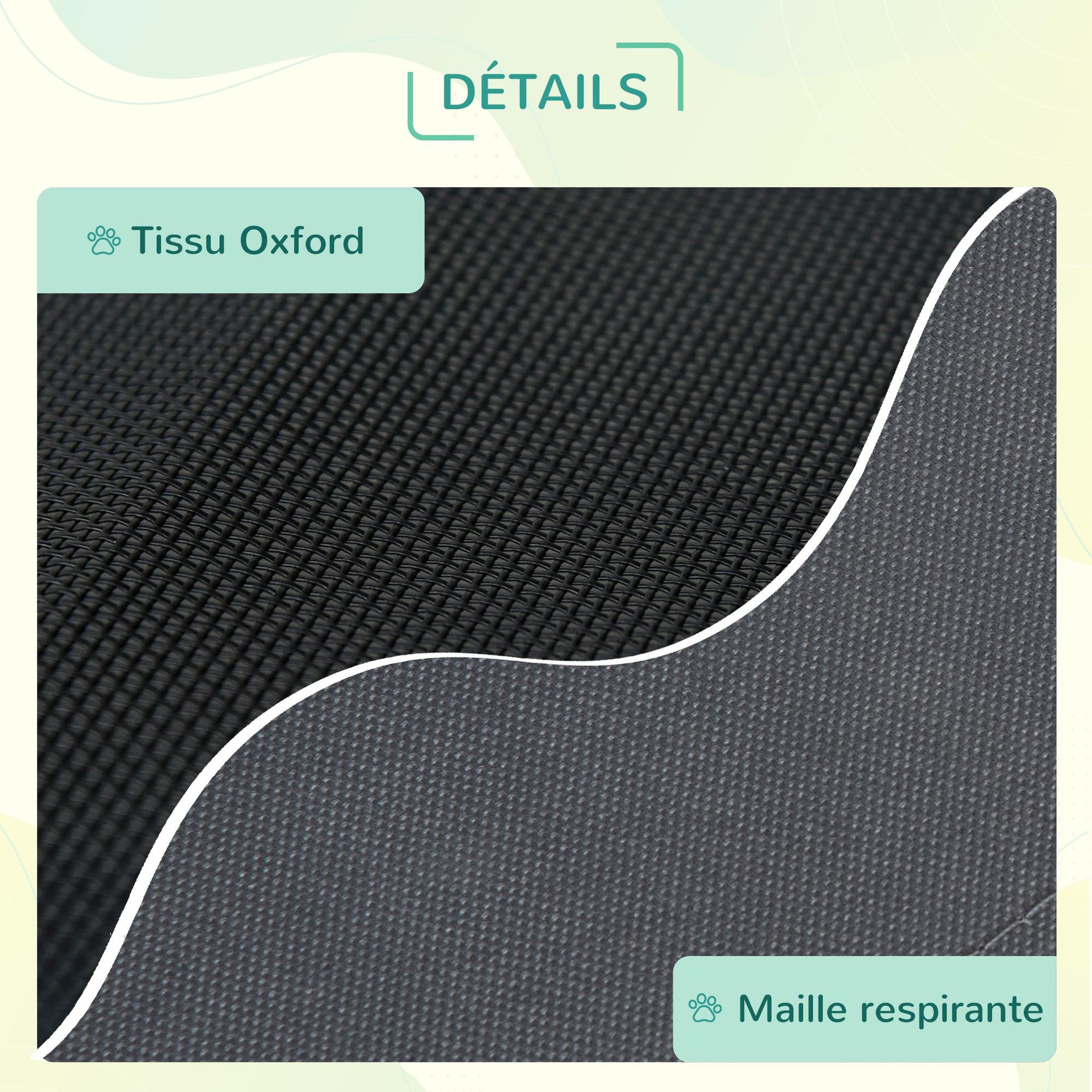 Voir la diapositive 6 : PAWHUT Lit pour chien chat sur pieds lit de camp lit surélevé rafraîchissant velum anti-uv oxford micro-perforé parasol et sac de transport inclus dim. 92l x 76l x 90h cm gris noir