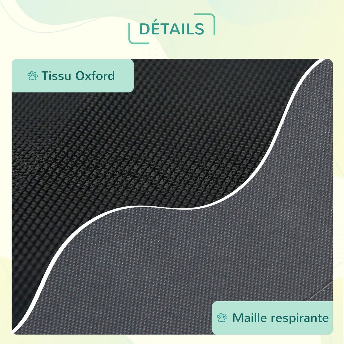 PAWHUT Lit pour chien chat sur pieds lit de camp lit surélevé rafraîchissant velum anti-UV Oxford micro-perforé parasol et sac de transport inclus dim. 92L x 76l x 90H cm gris noir