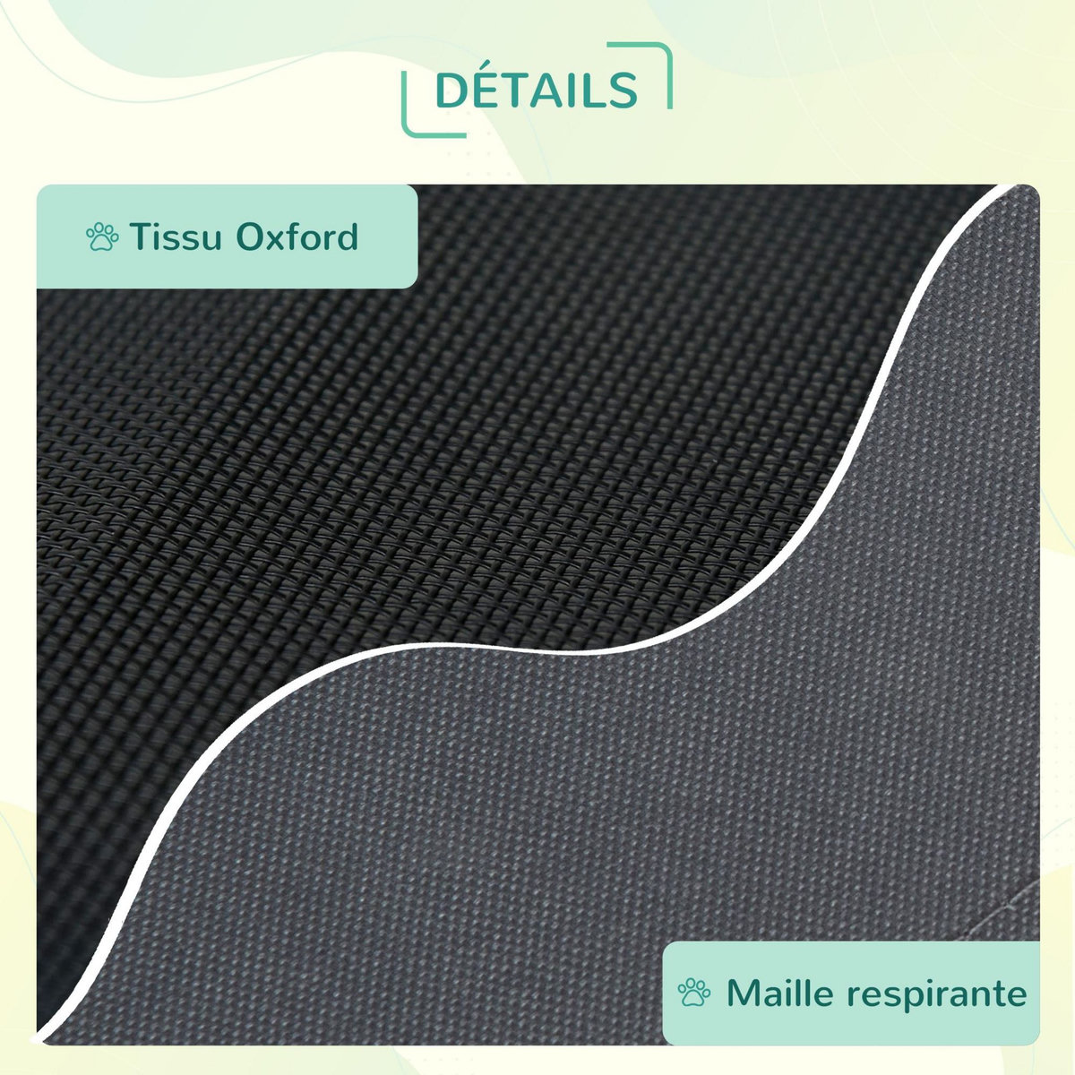 PAWHUT Lit pour chien chat sur pieds lit de camp lit surélevé rafraîchissant velum anti-UV Oxford micro-perforé parasol et sac de transport inclus dim. 92L x 76l x 90H cm gris noir