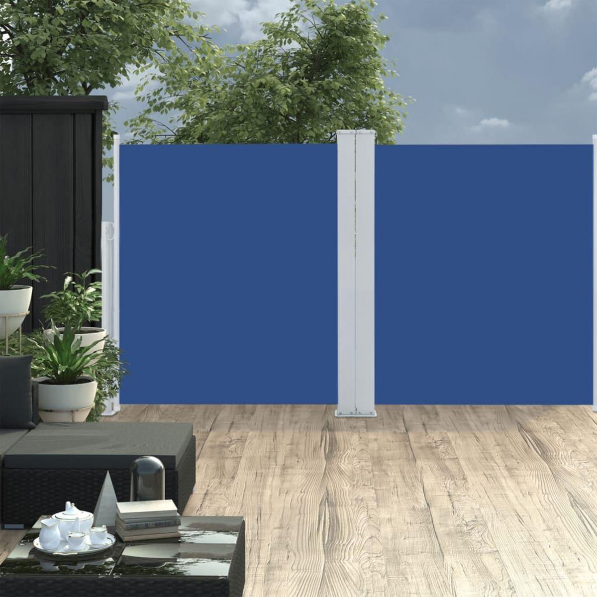VIDAXL Auvent lateral retractable Bleu 160 x 600 cm