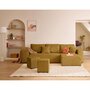 Voir la diapositive 1 : BEST MOBILIER Topaze - canapé d'angle réversible 4 places - convertible avec coffre, tablette et poufs - en velours côtelé