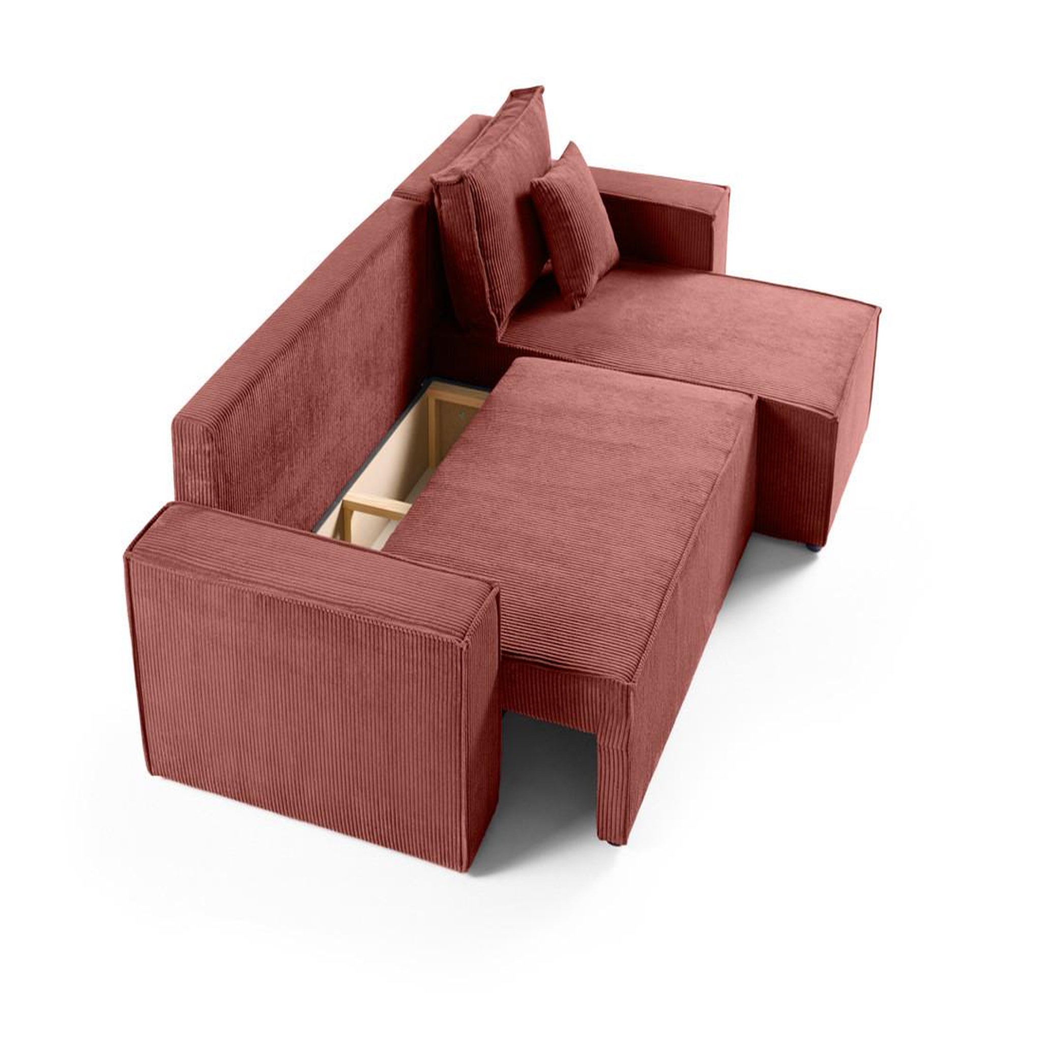 Voir la diapositive 2 : BEST MOBILIER Cezanne - canapé d'angle réversible - 4 places - convertible avec coffre - en velours côtelé