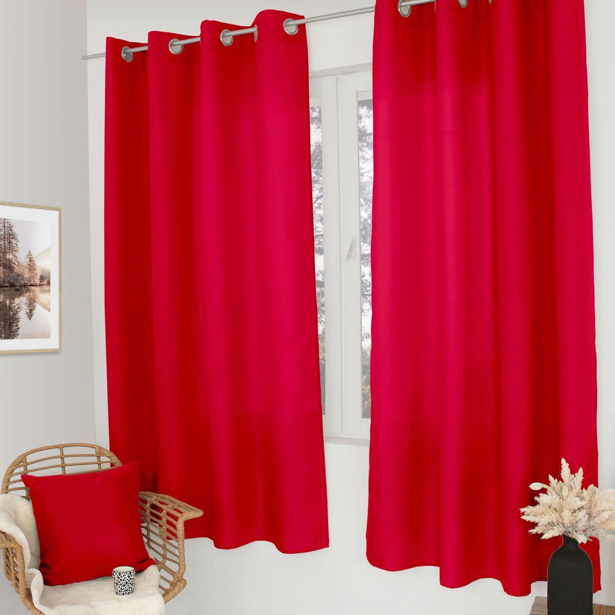 ENJOY HOME Rideau à œillets uni  basic  140x180cm rouge