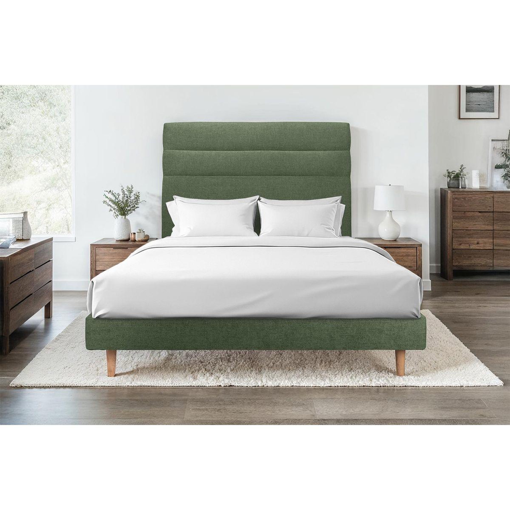 Voir la diapositive 2 : Sommeil de Plomb Lit avec tête de lit lignes tissu et sommier kit - Hauteur totale : 29cm