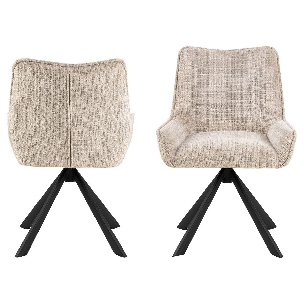 TOILINUX Lot de 2 chaises de salle à manger MEMPHIS - Beige