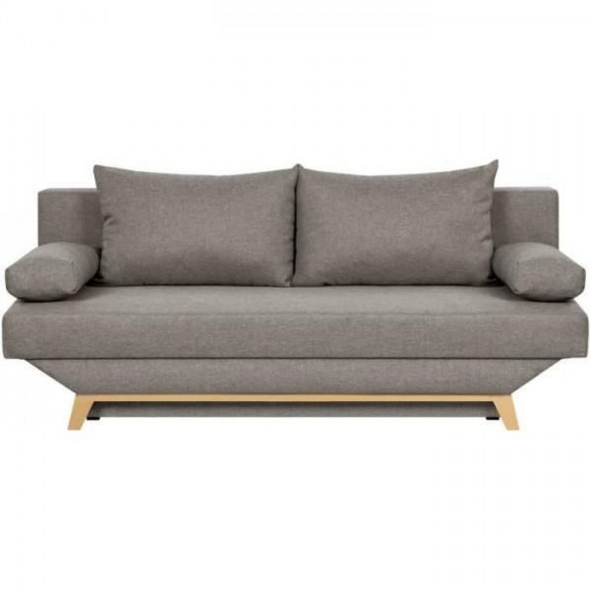 MARKET24 TEIJO Banquette convertible 3 places avec coffre de rangement - Tissu Taupe - L187 x P 91 x H 82 cm